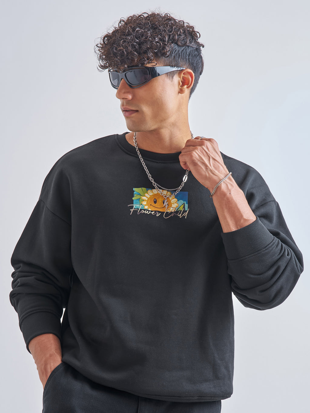 Highlander Men Black Round Neck Pullover Sweatshirt - Black - Image 3