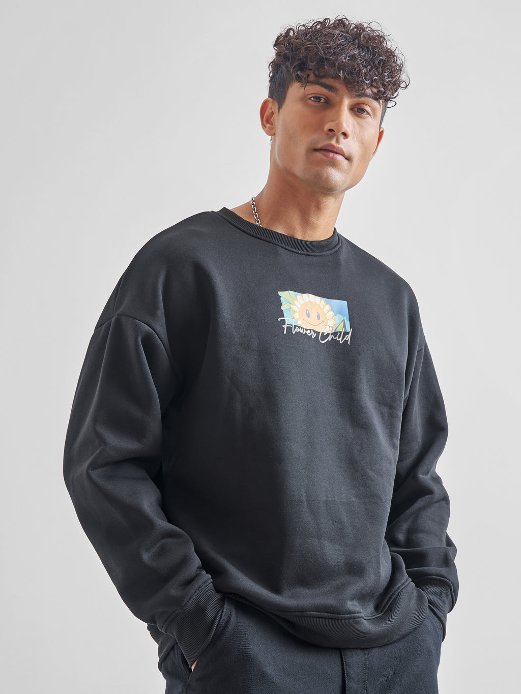 Highlander Men Black Round Neck Pullover Sweatshirt - Black - Image 6