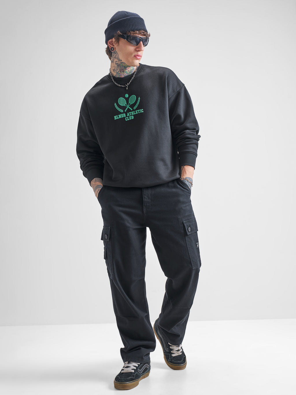 Highlander Men Black Round Neck Pullover Sweatshirt - Black - Image 2