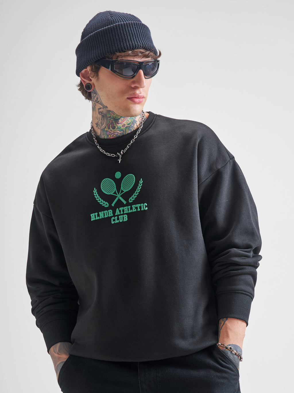 Highlander Men Black Round Neck Pullover Sweatshirt - Black - Image 3