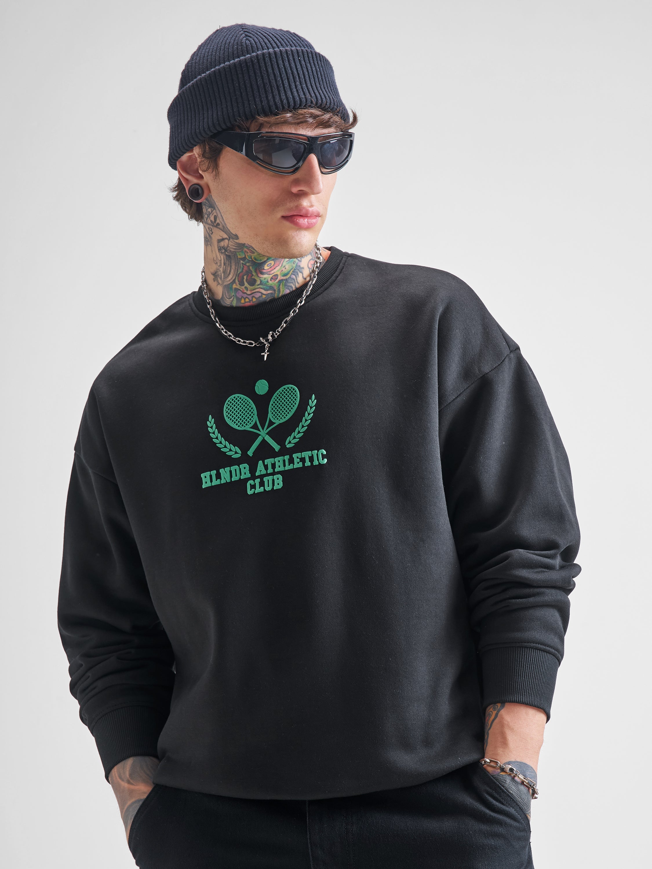 Highlander Men Black Round Neck Pullover Sweatshirt - Black - Image 3