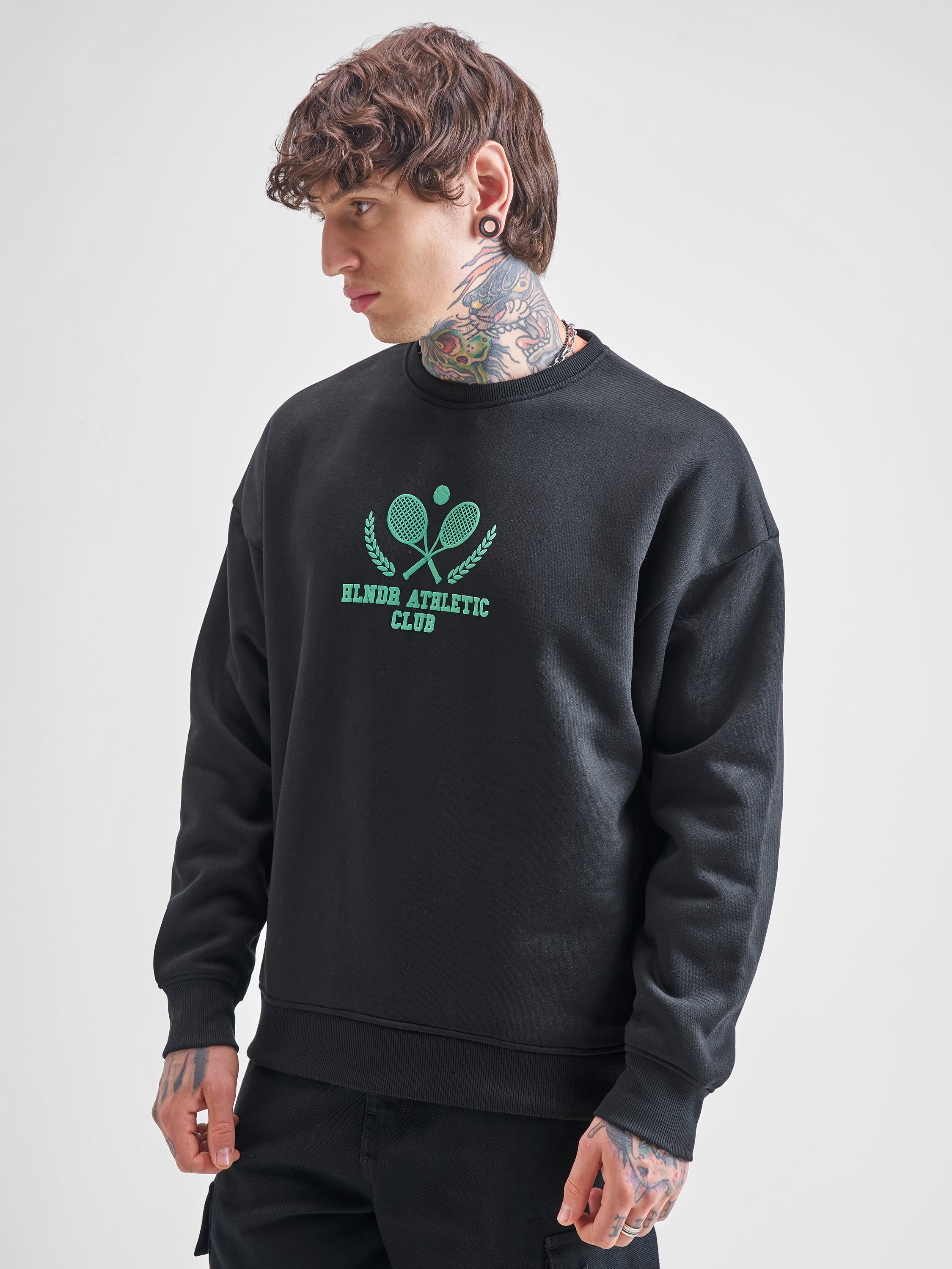 Highlander Men Black Round Neck Pullover Sweatshirt - Black - Image 4