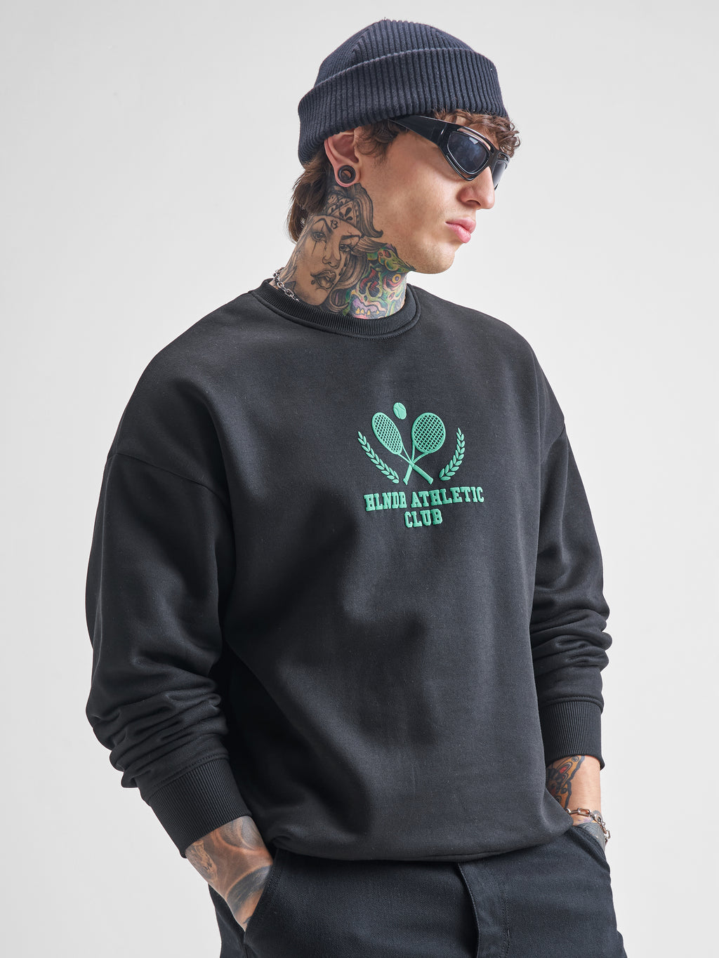 Highlander Men Black Round Neck Pullover Sweatshirt - Black - Image 6
