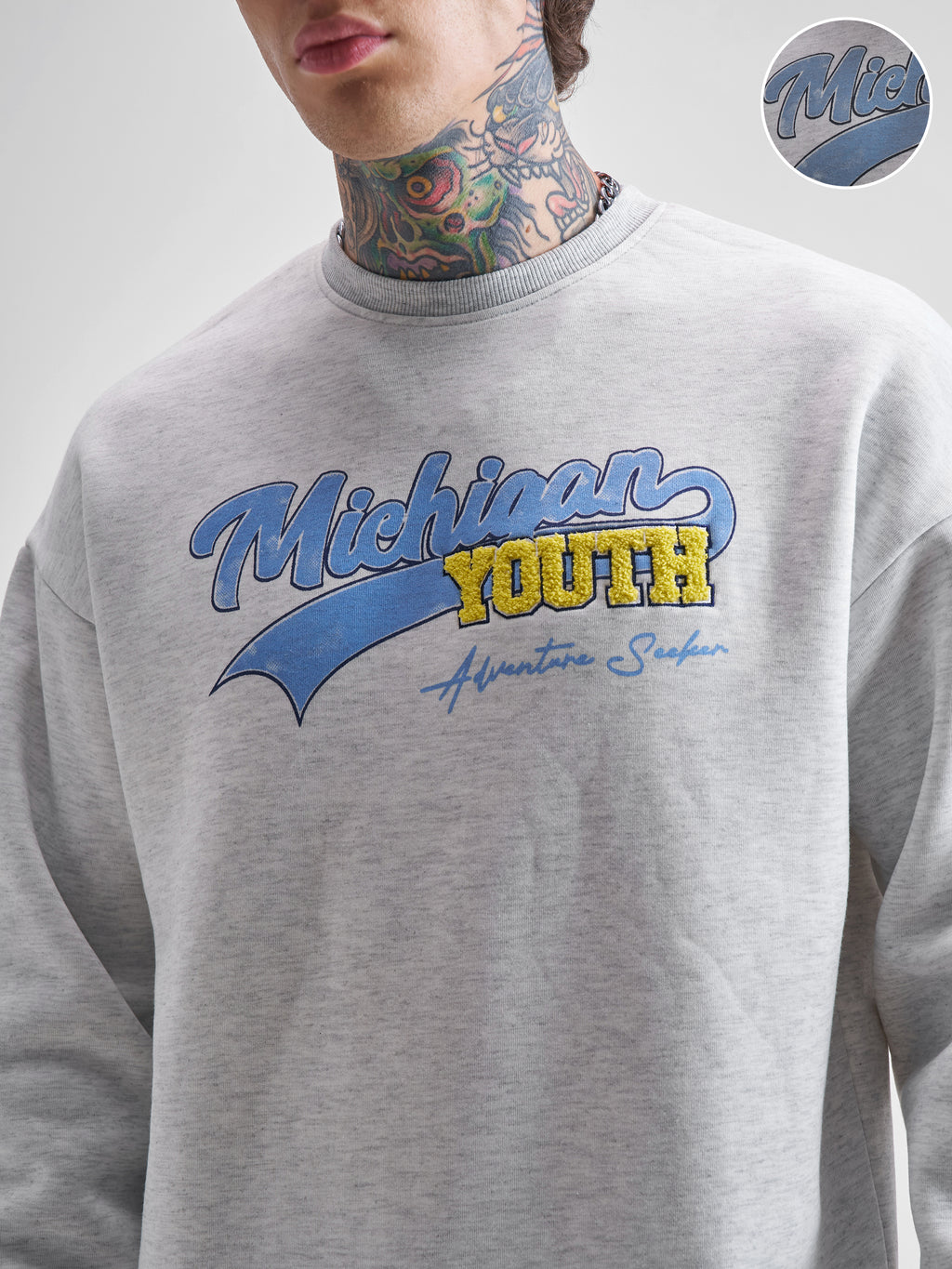 Highlander Men White Round Neck Pullover Sweatshirt - White - Image 5