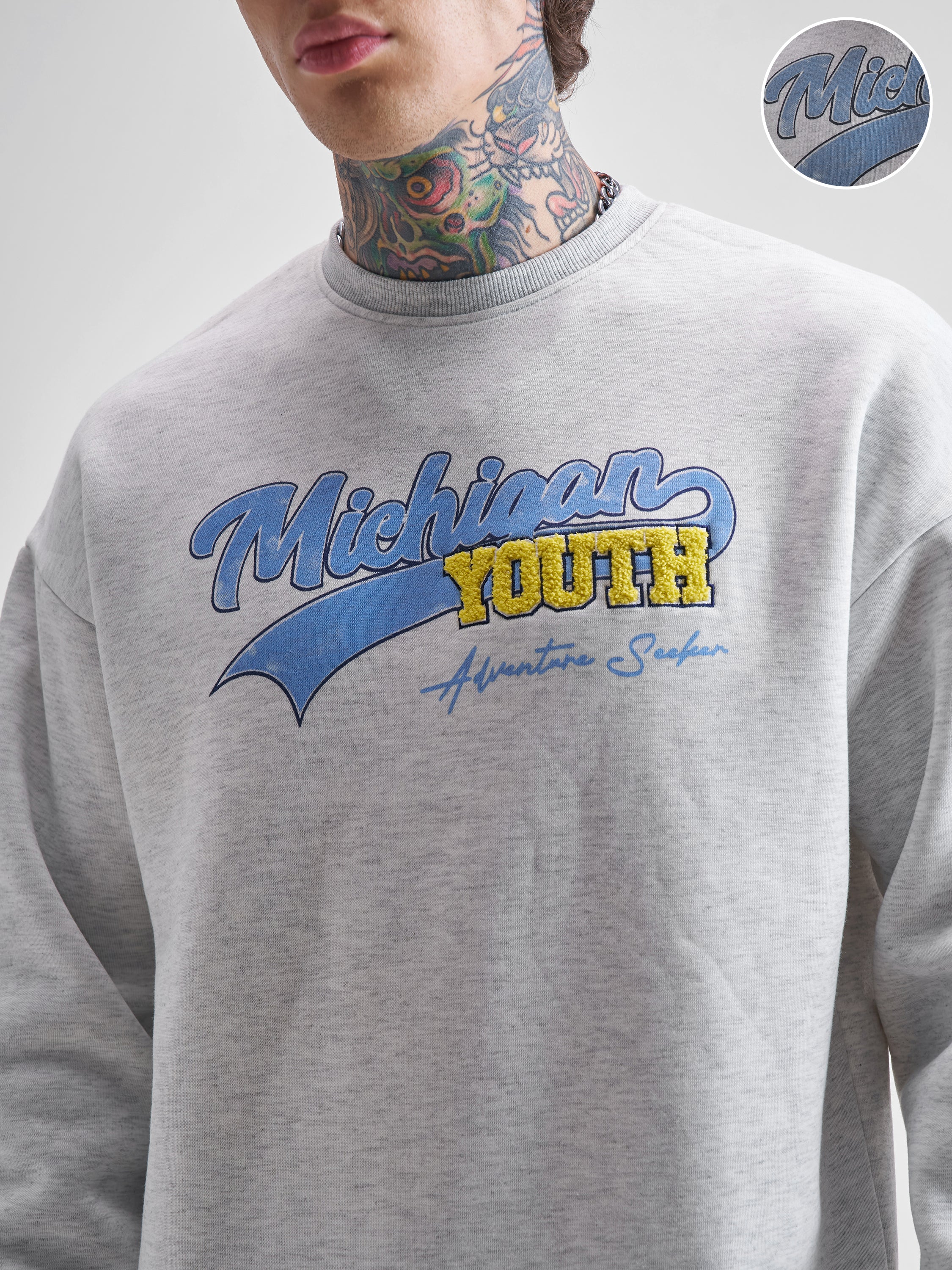 Highlander Men White Round Neck Pullover Sweatshirt - White - Image 5