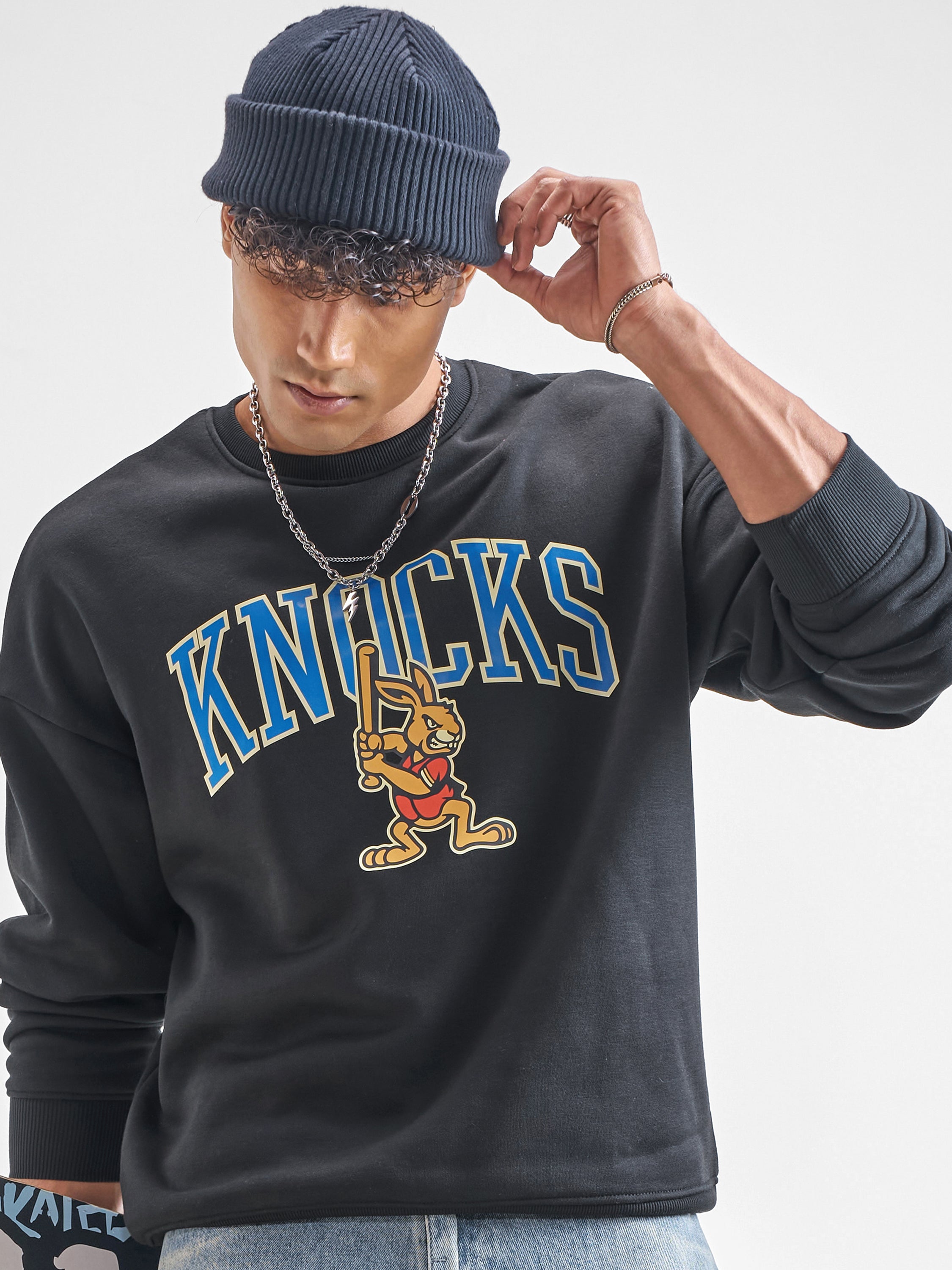 Highlander Men Black Round Neck Pullover Sweatshirt - Black - Image 1