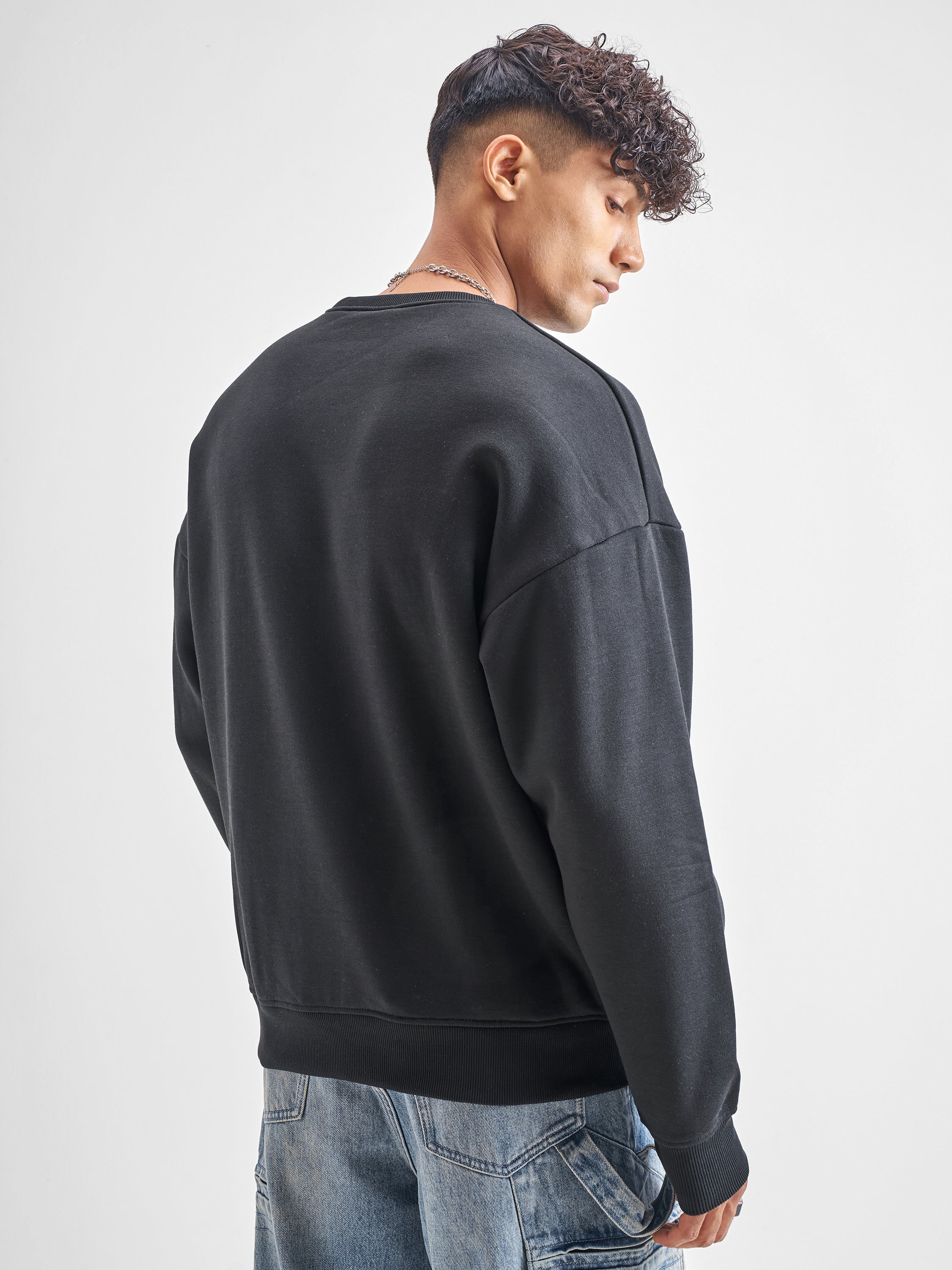 Highlander Men Black Round Neck Pullover Sweatshirt - Black - Image 3