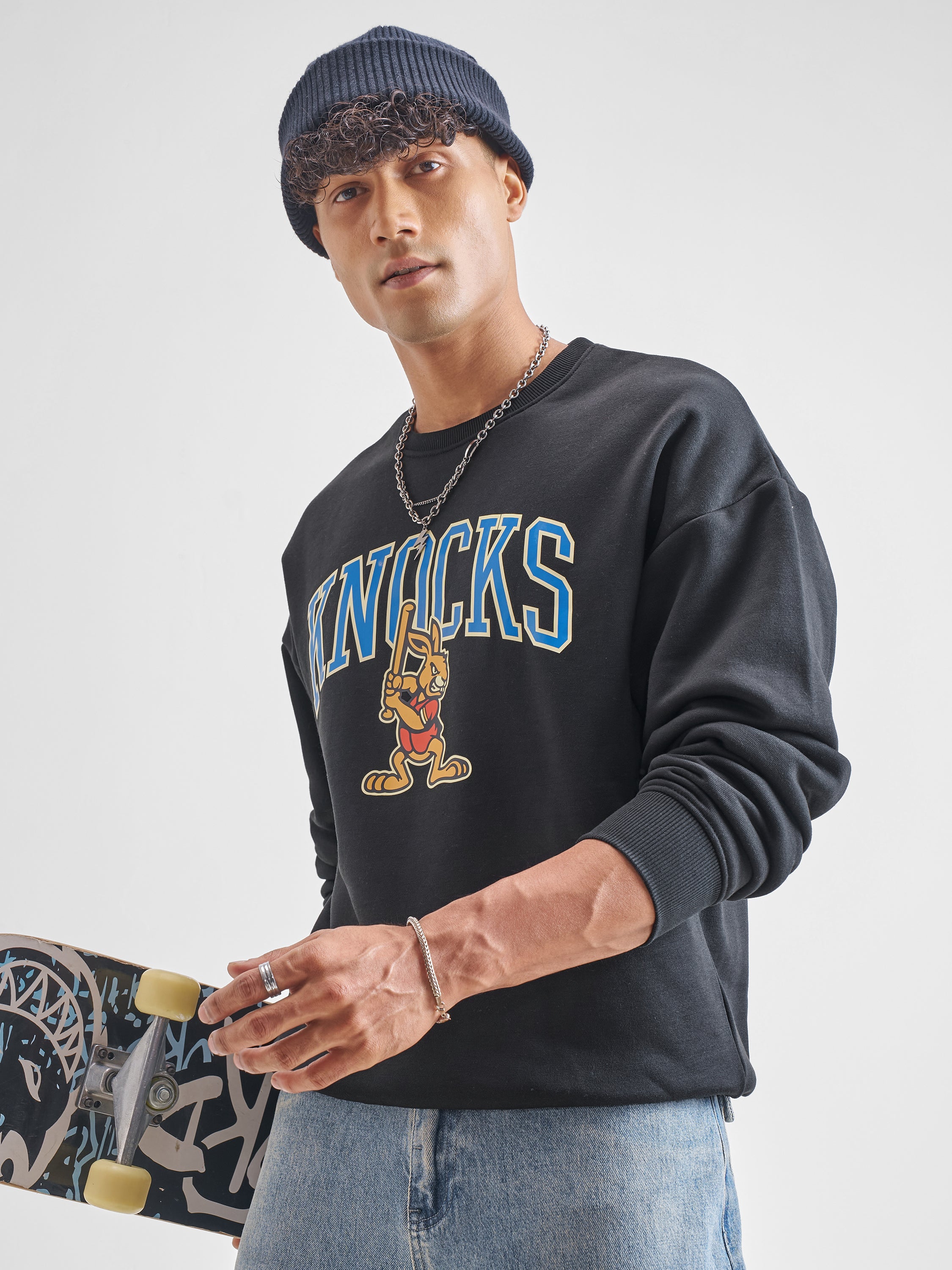 Highlander Men Black Round Neck Pullover Sweatshirt - Black - Image 4