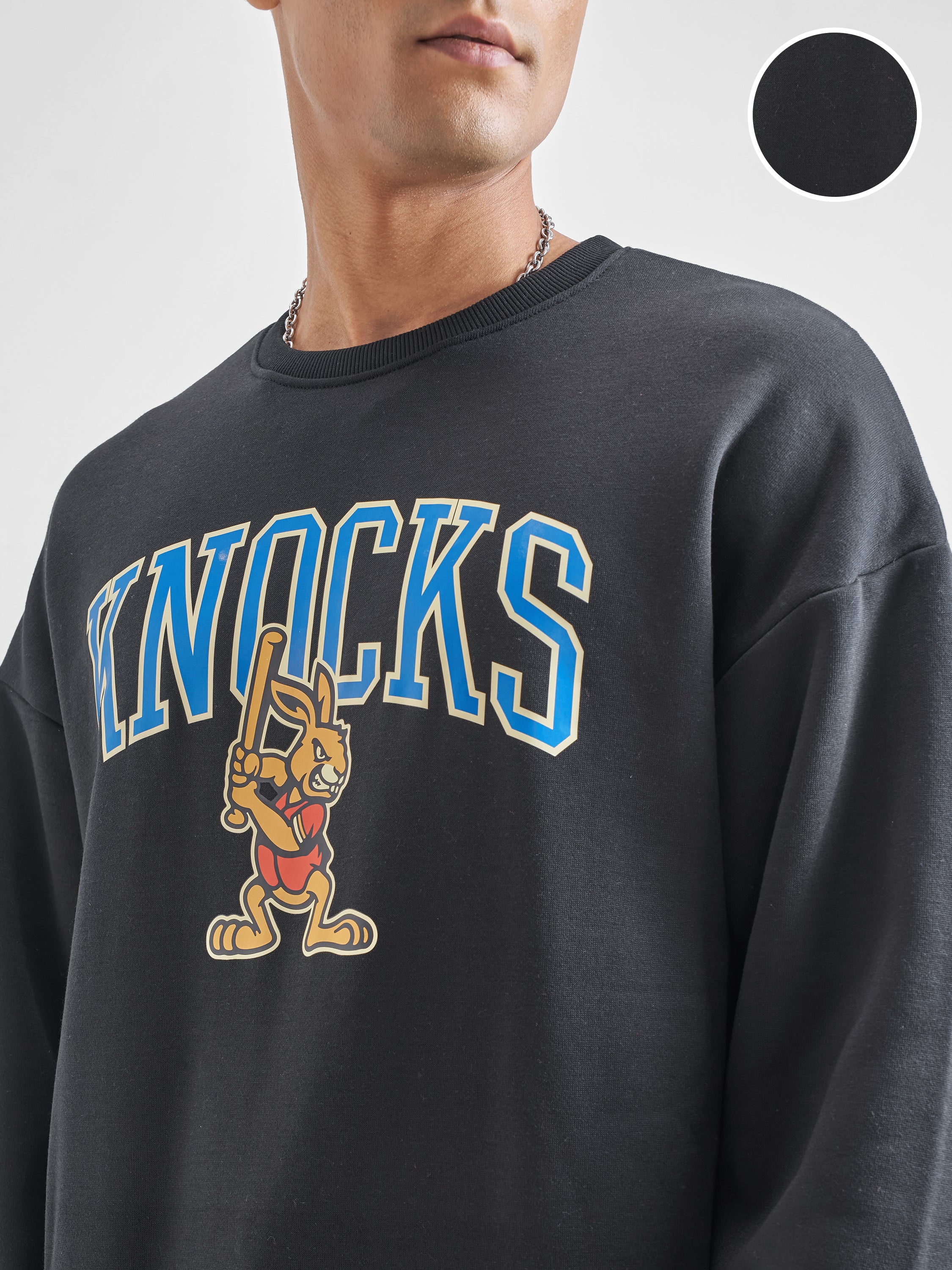 Highlander Men Black Round Neck Pullover Sweatshirt - Black - Image 5