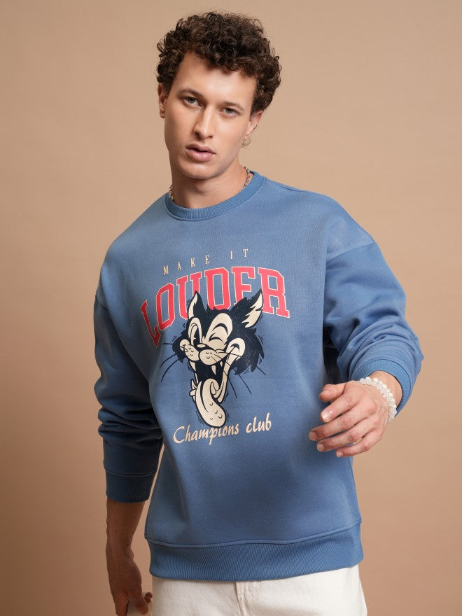 Highlander Men Blue Round Neck Pullover Sweatshirt - Blue - Image 1