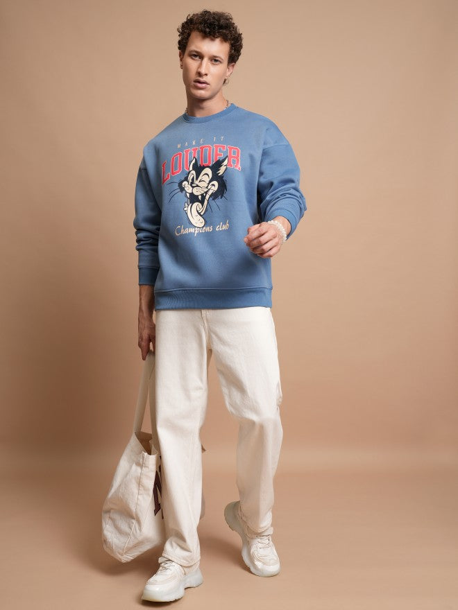 Highlander Men Blue Round Neck Pullover Sweatshirt - Blue - Image 2