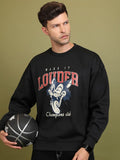 Highlander Men Black Round Neck Oversized Fit Sweatshirt - Black - Image 1