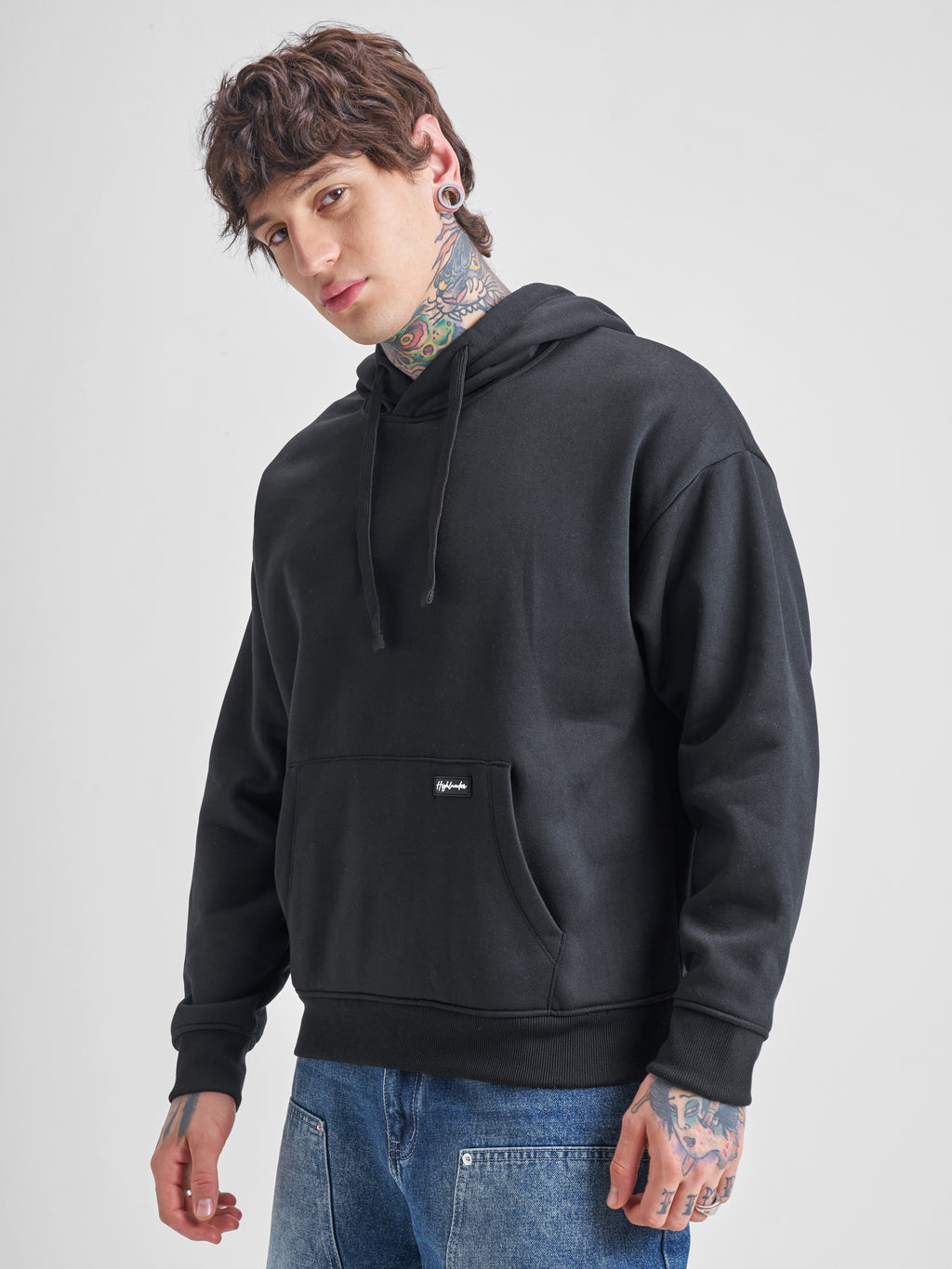 Highlander Men Black Hooded Pullover Sweatshirt - Black - Image 4