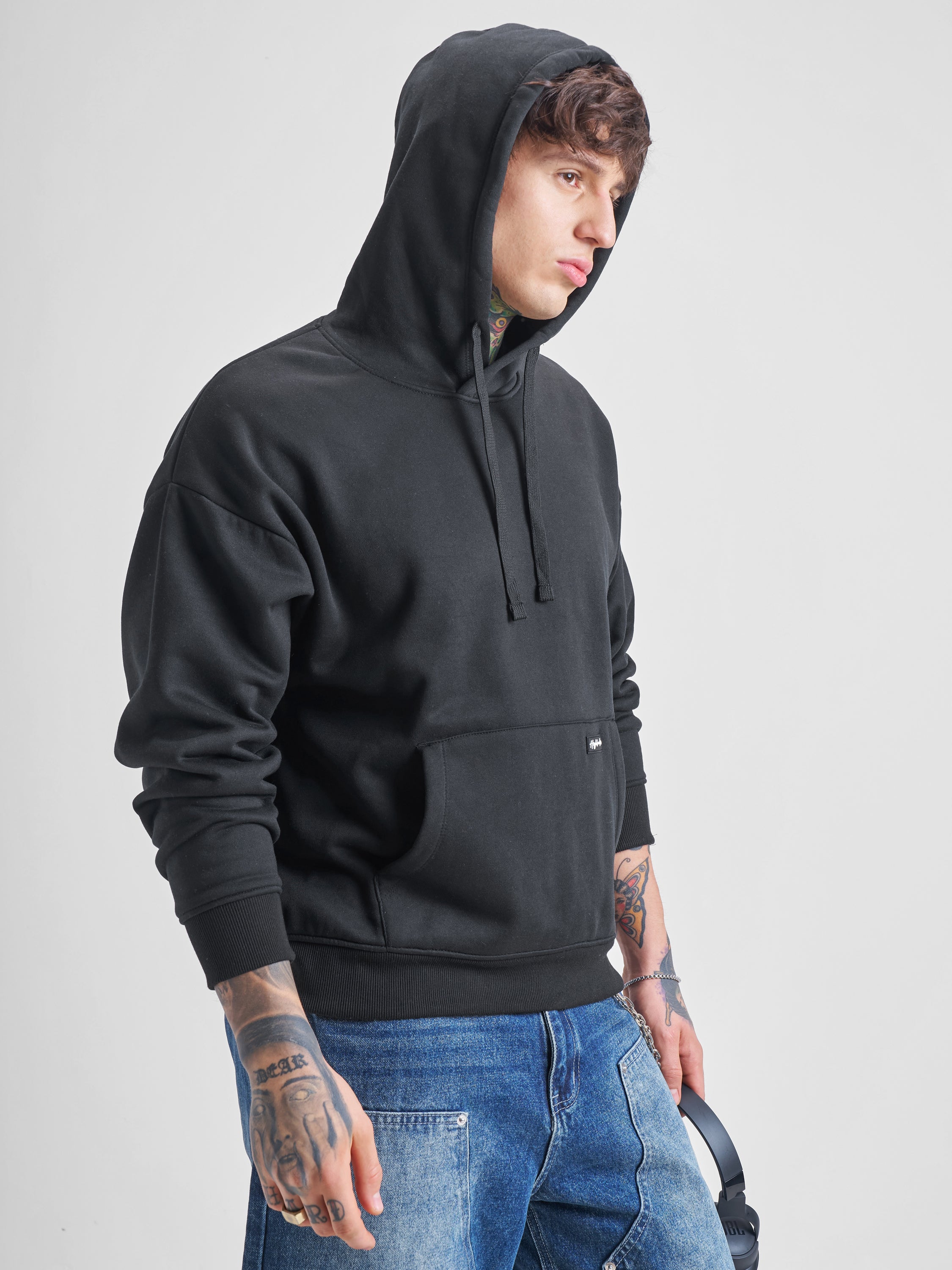 Highlander Men Black Hooded Pullover Sweatshirt - Black - Image 6