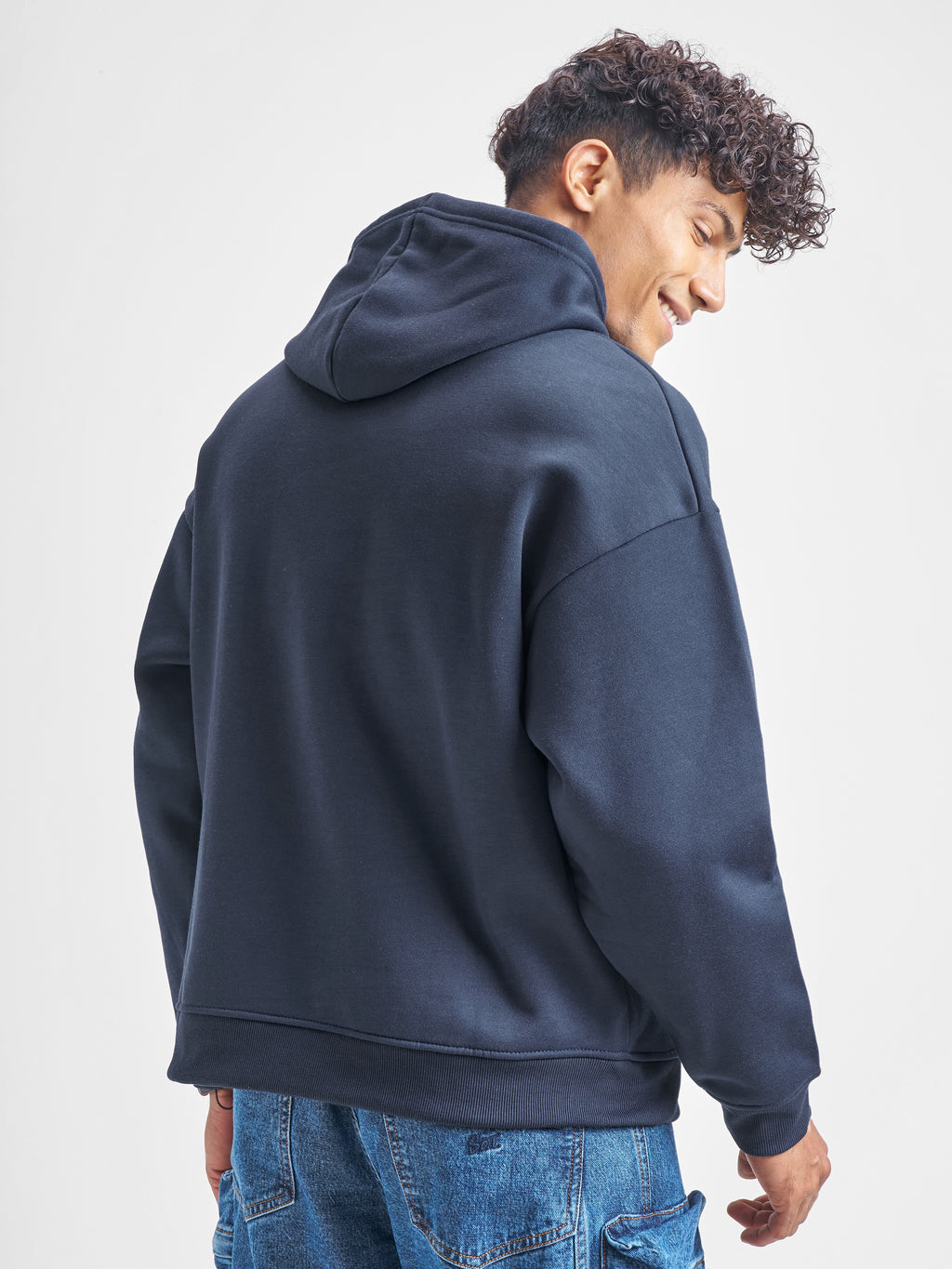 Highlander Men Navy Blue Hooded Pullover Sweatshirt - Navy Blue - Image 3