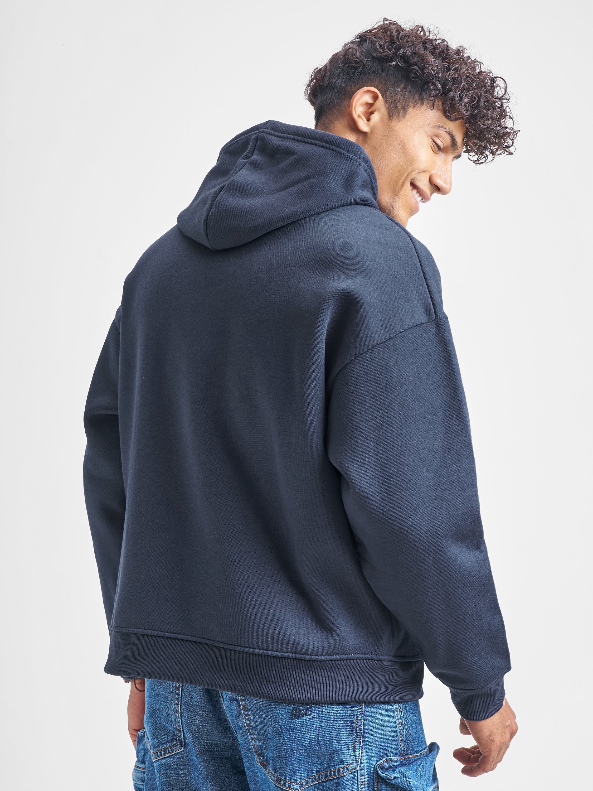 Highlander Men Navy Blue Hooded Pullover Sweatshirt - Navy Blue - Image 3