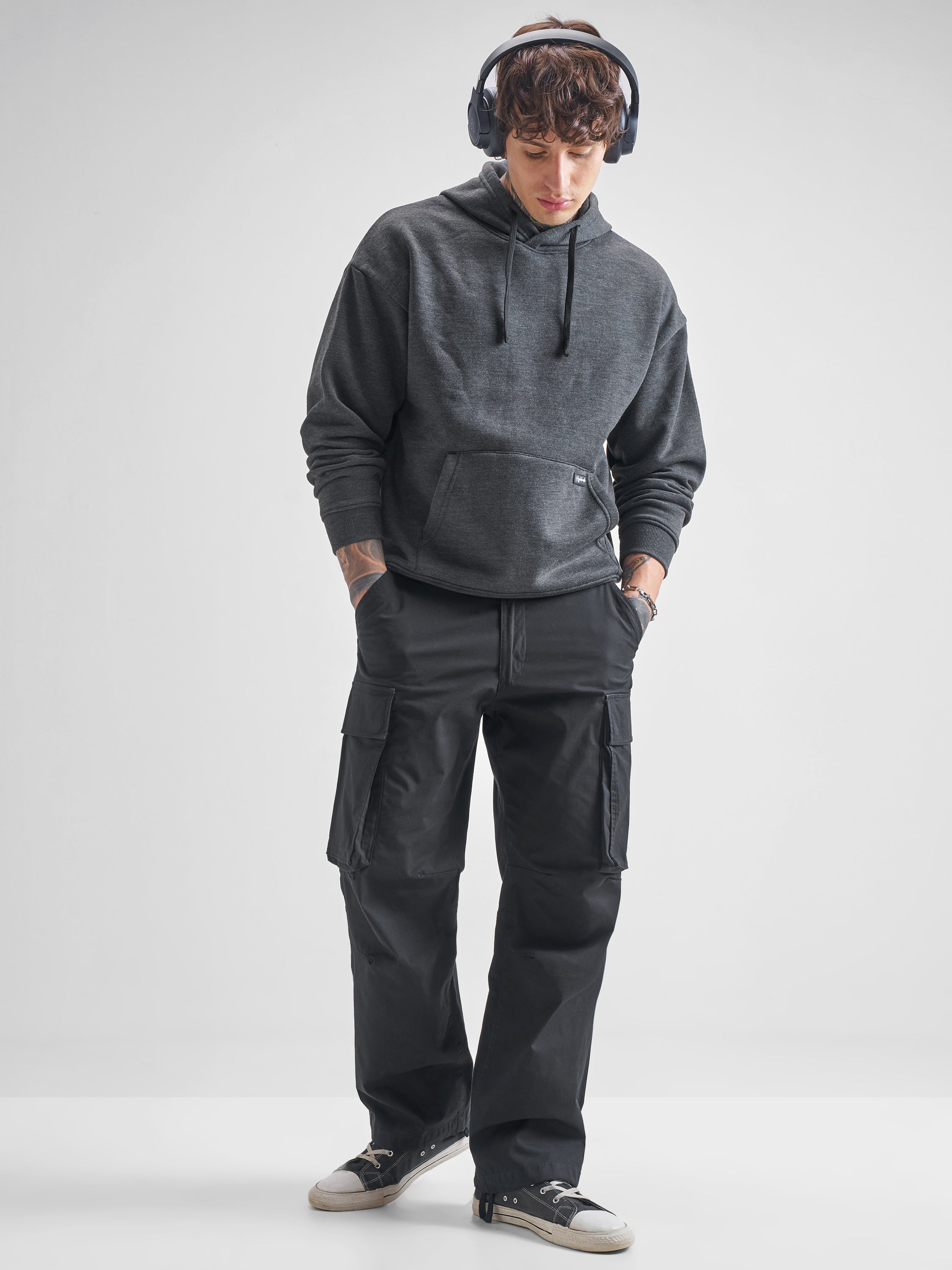 Highlander Men Grey Hooded Pullover Sweatshirt - Grey - Image 2