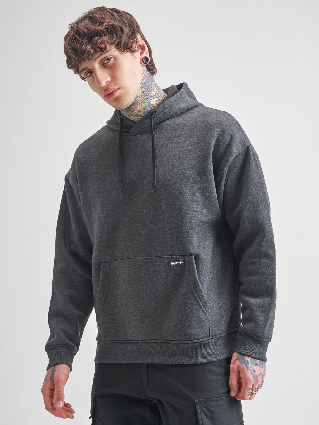 Highlander Men Grey Hooded Pullover Sweatshirt - Grey - Image 4