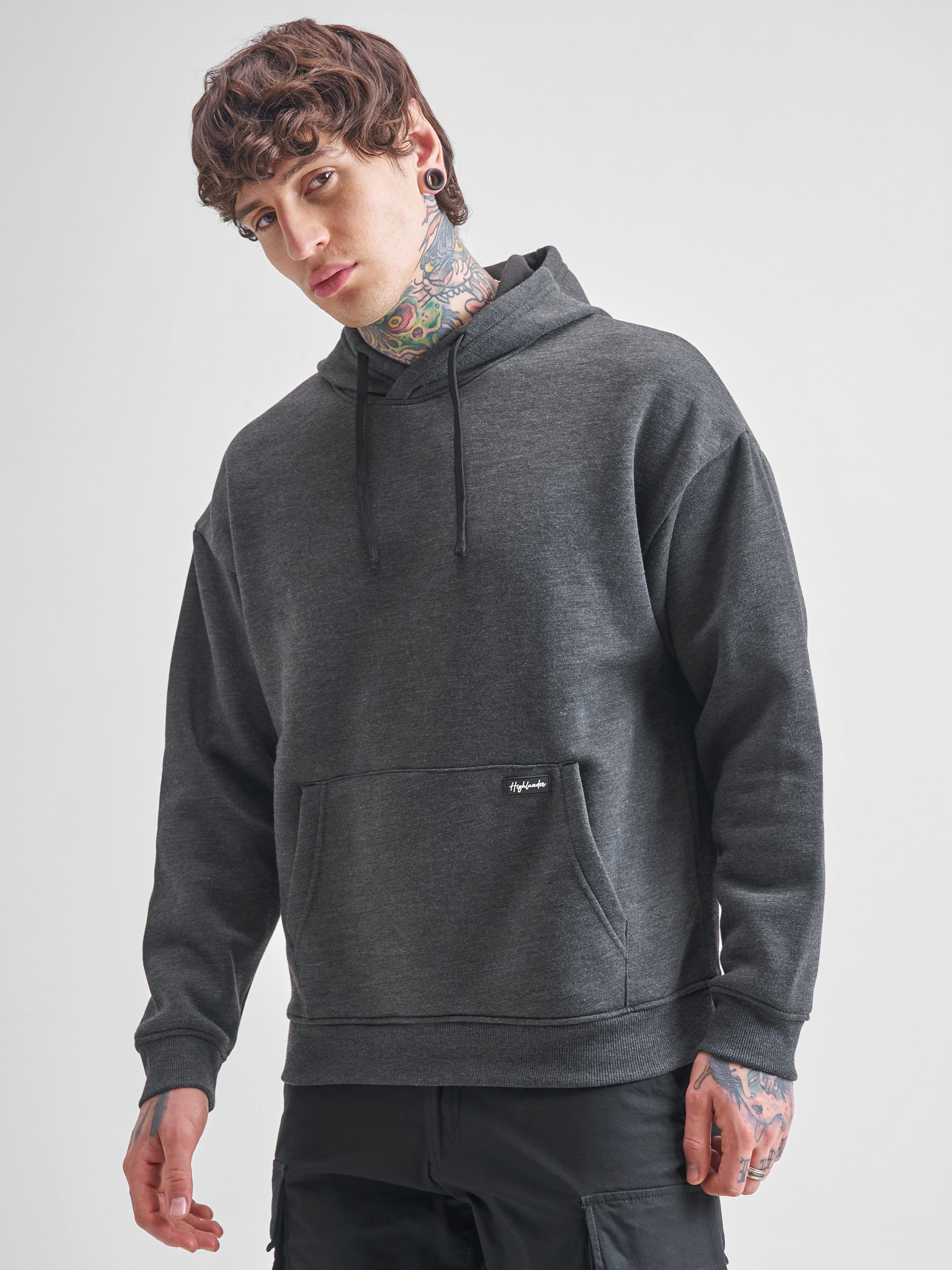 Highlander Men Grey Hooded Pullover Sweatshirt - Grey - Image 4
