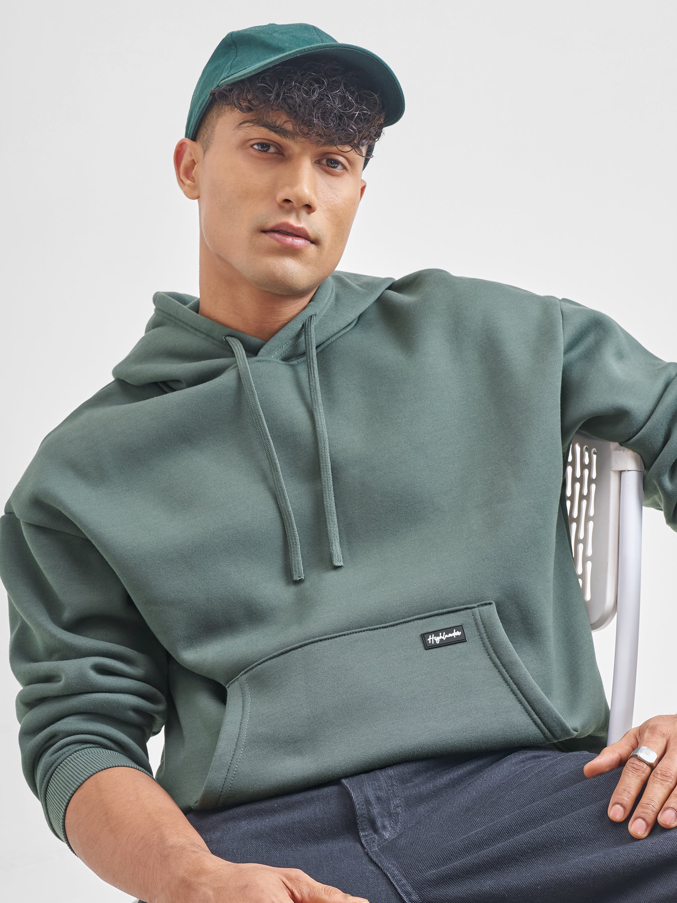 Highlander Men Green Hooded Pullover Sweatshirt - Green - Image 1