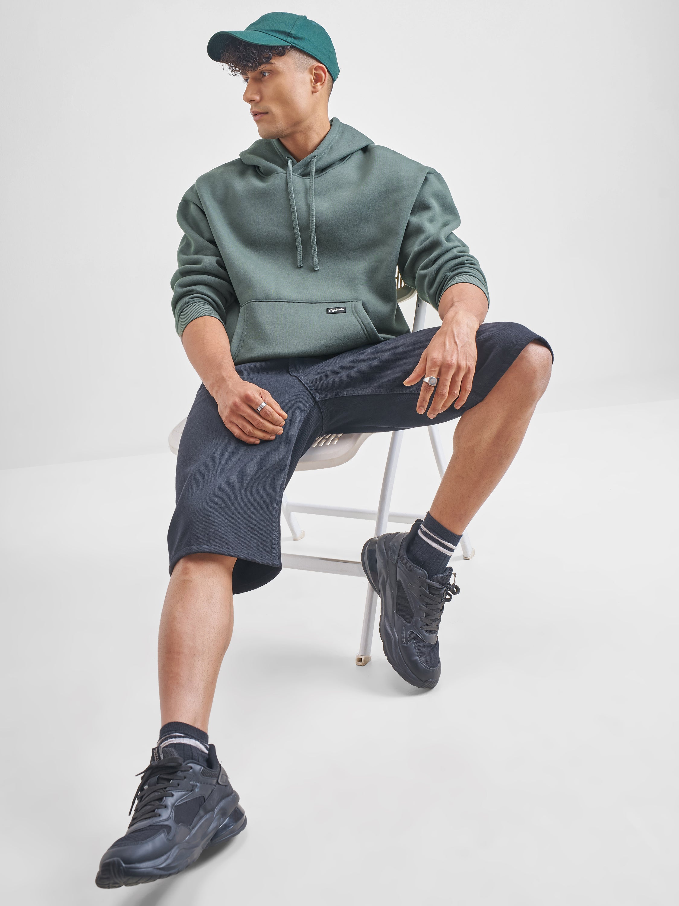 Highlander Men Green Hooded Pullover Sweatshirt - Green - Image 2