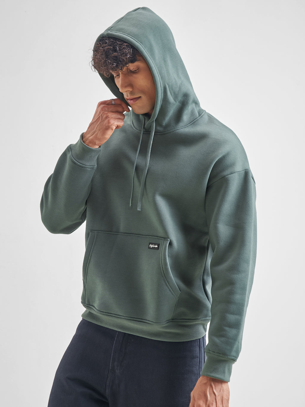 Highlander Men Green Hooded Pullover Sweatshirt - Green - Image 4