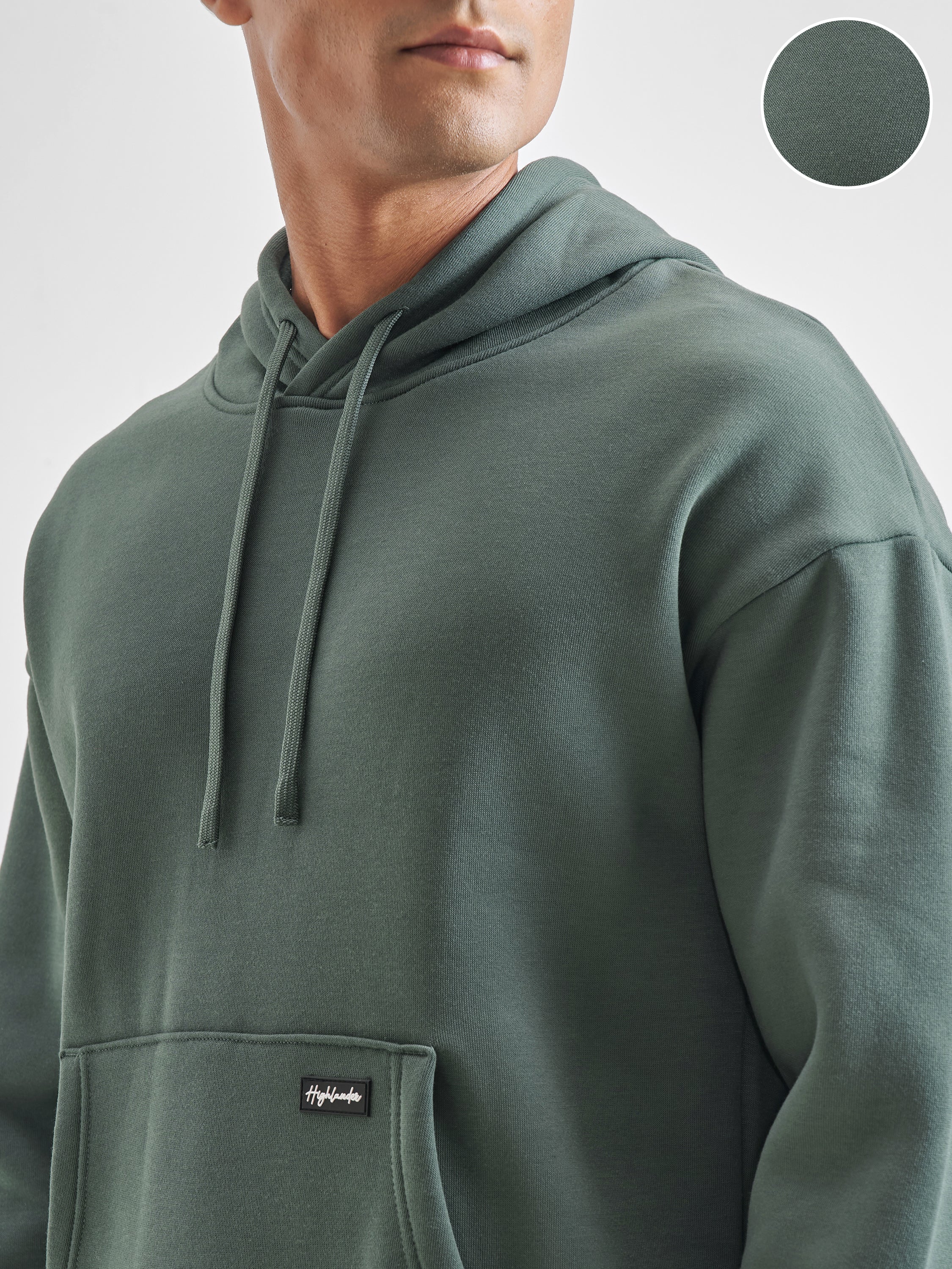 Highlander Men Green Hooded Pullover Sweatshirt - Green - Image 5