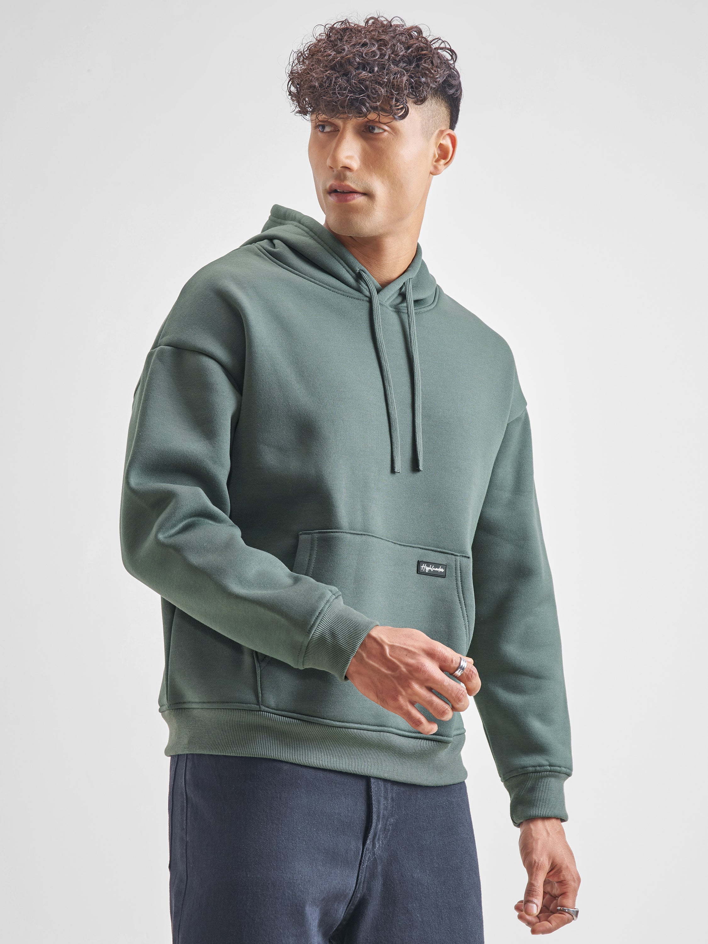Highlander Men Green Hooded Pullover Sweatshirt - Green - Image 6