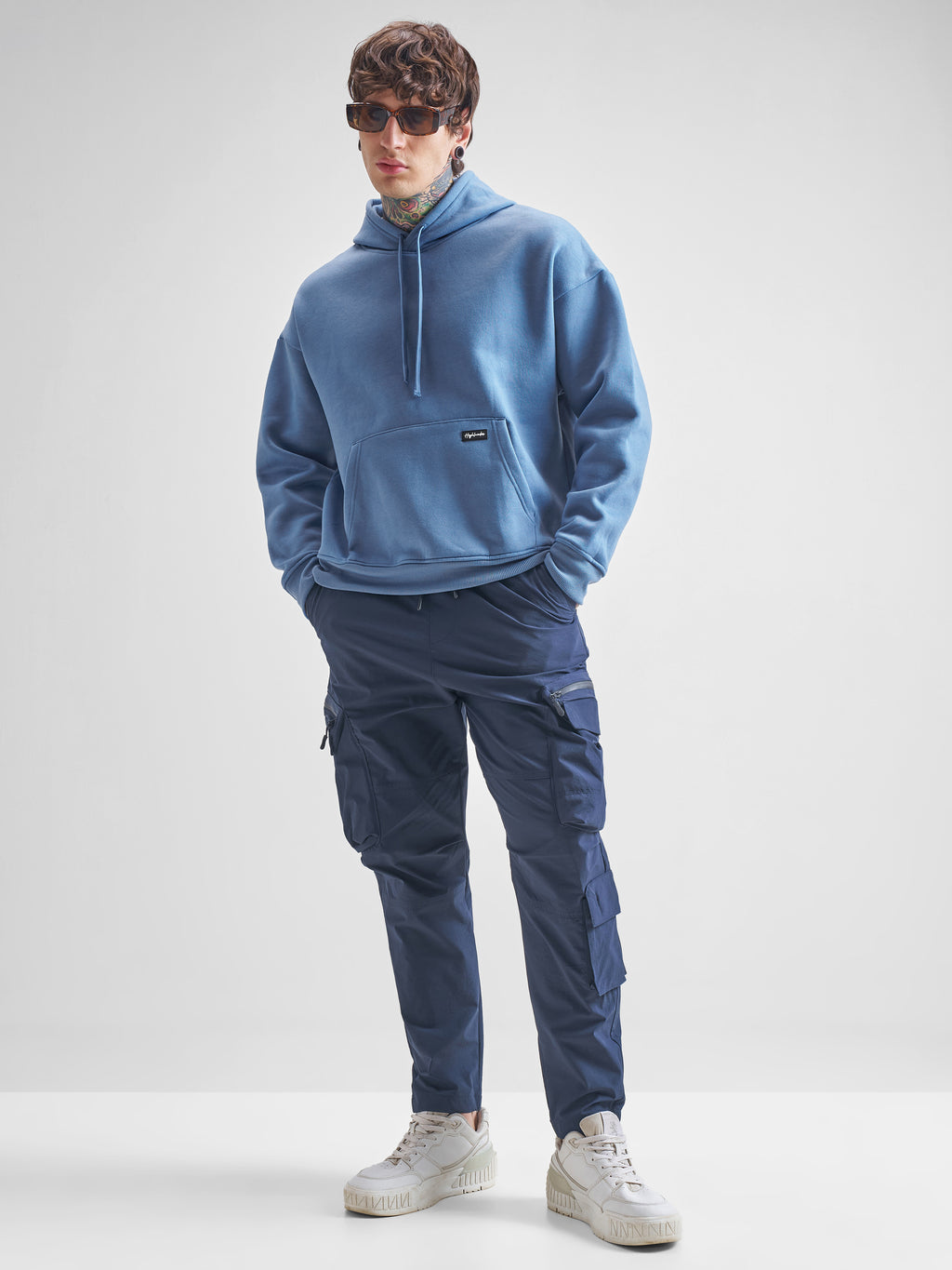 Highlander Men Blue Hooded Pullover Sweatshirt - Blue - Image 2