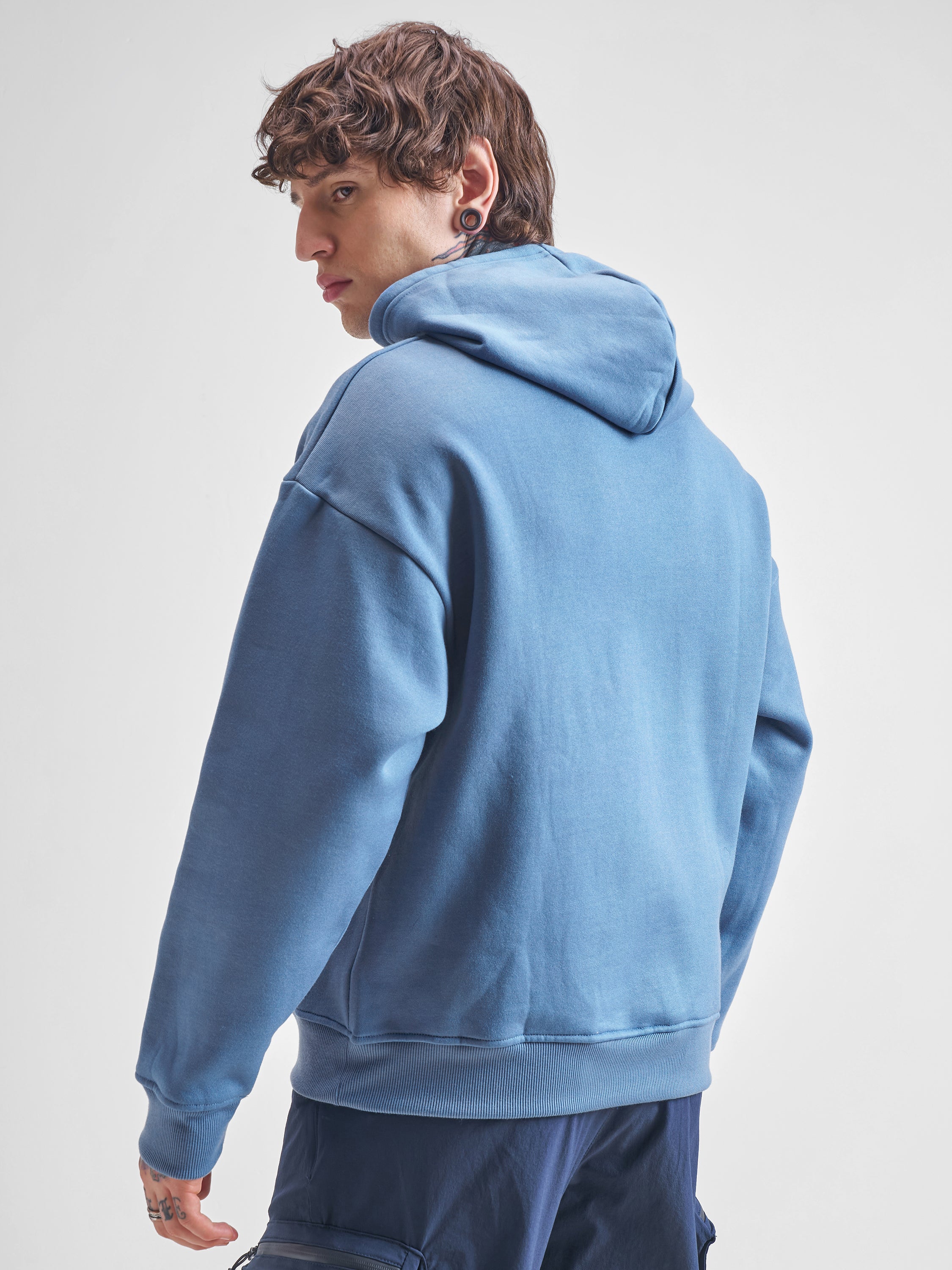 Highlander Men Blue Hooded Pullover Sweatshirt - Blue - Image 3