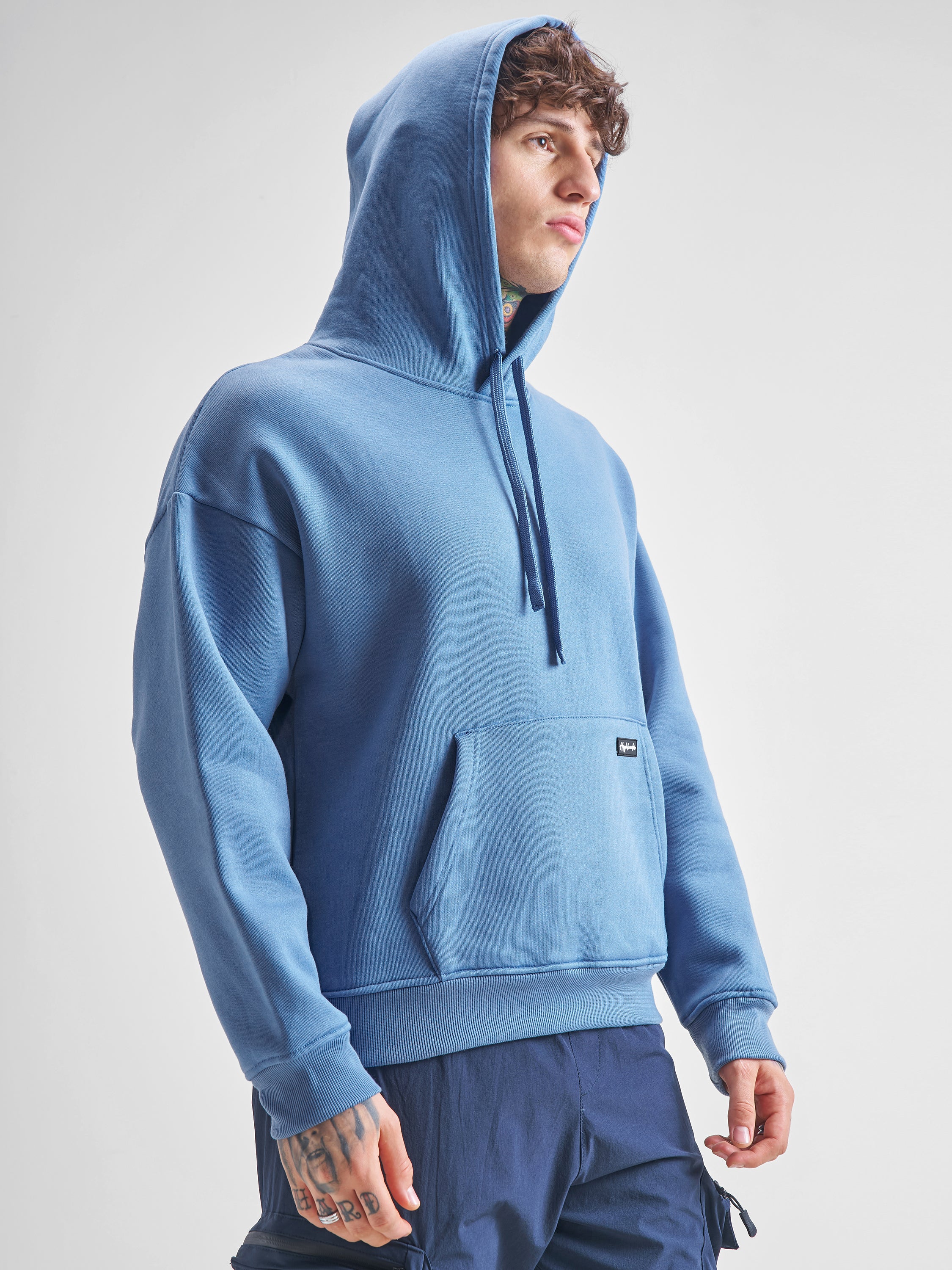 Highlander Men Blue Hooded Pullover Sweatshirt - Blue - Image 6