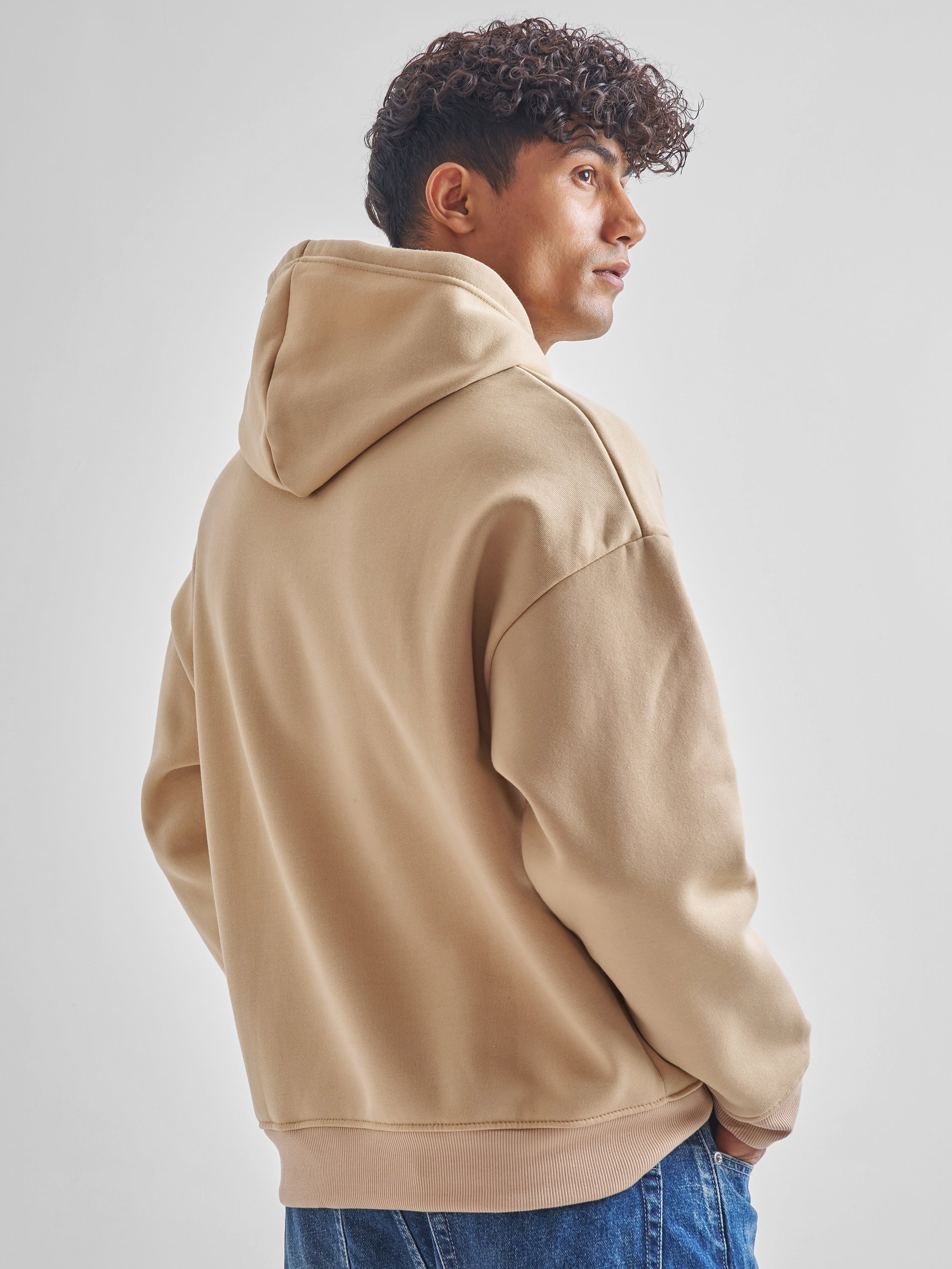Highlander Men Beige Hooded Pullover Sweatshirt - Beige - Image 3