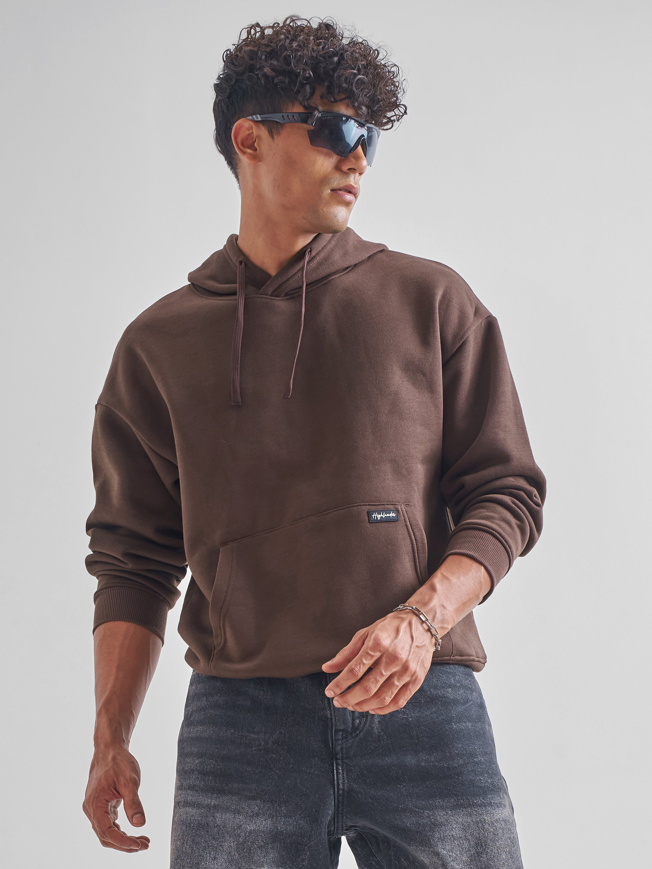 Highlander Men Brown Hooded Pullover Sweatshirt - Brown - Image 1