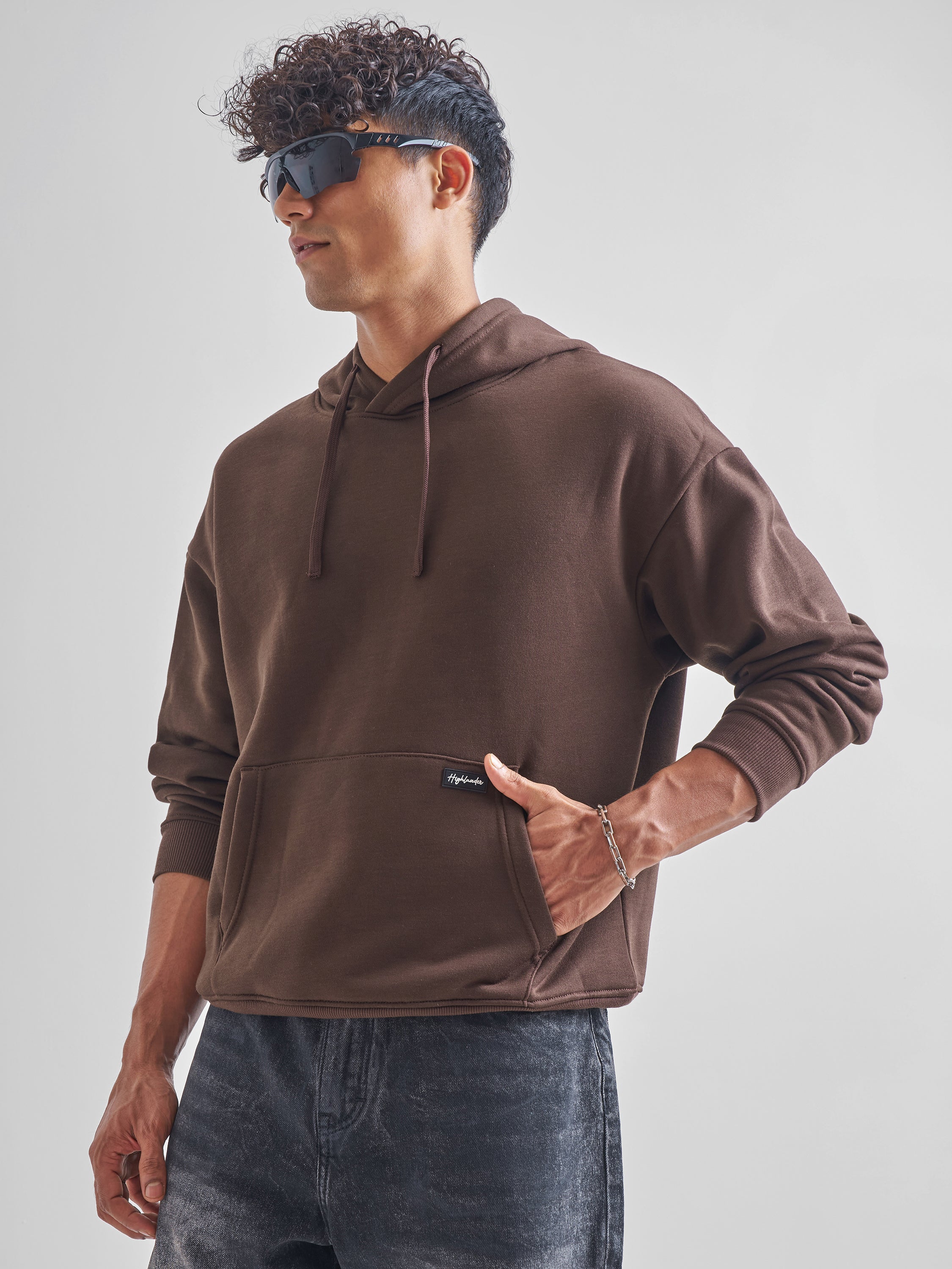 Highlander Men Brown Hooded Pullover Sweatshirt - Brown - Image 4