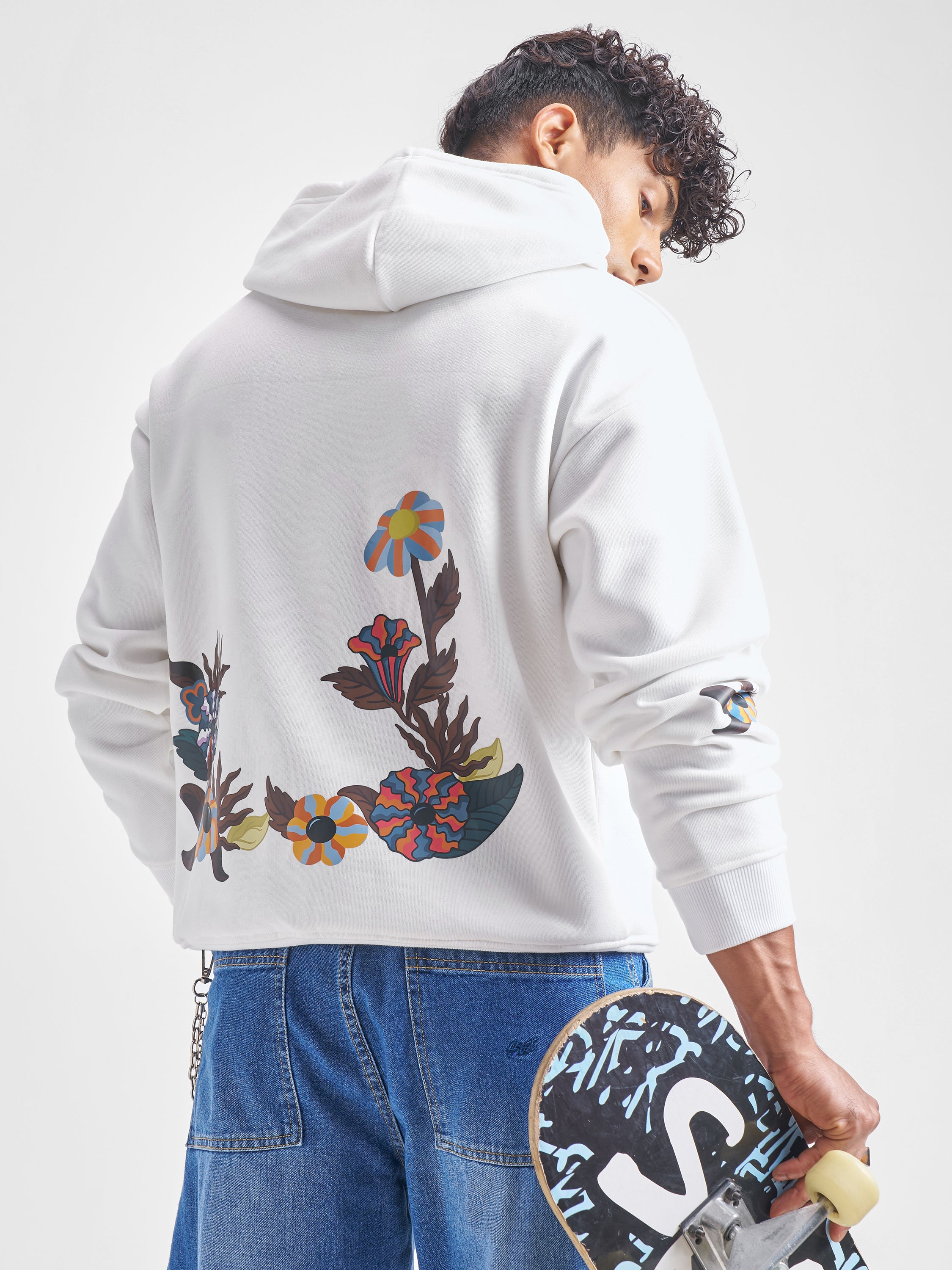 Highlander Men White Hooded Pullover Sweatshirt - White - Image 1