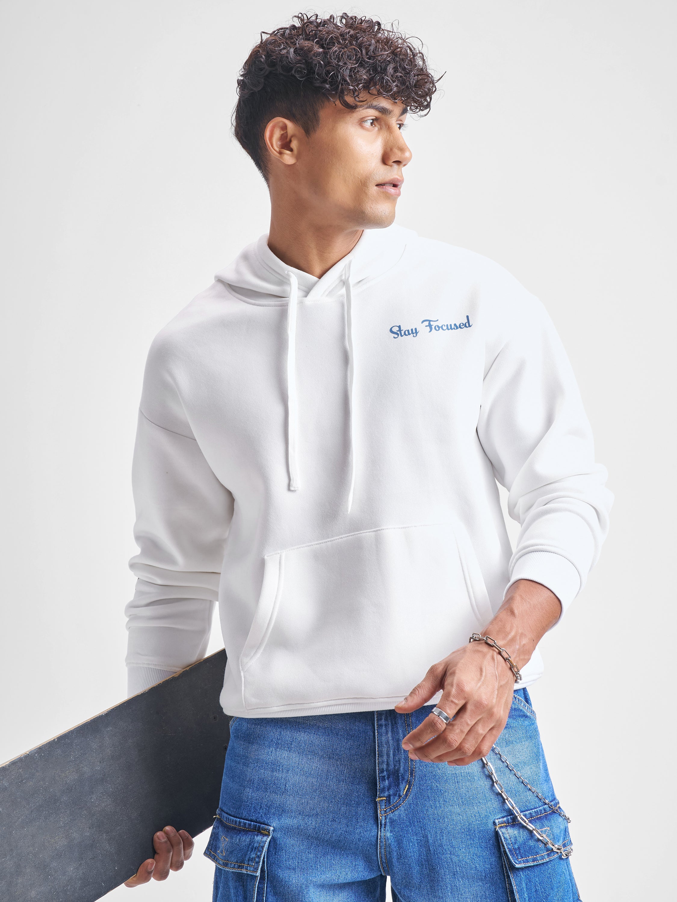 Highlander Men White Hooded Pullover Sweatshirt - White - Image 3
