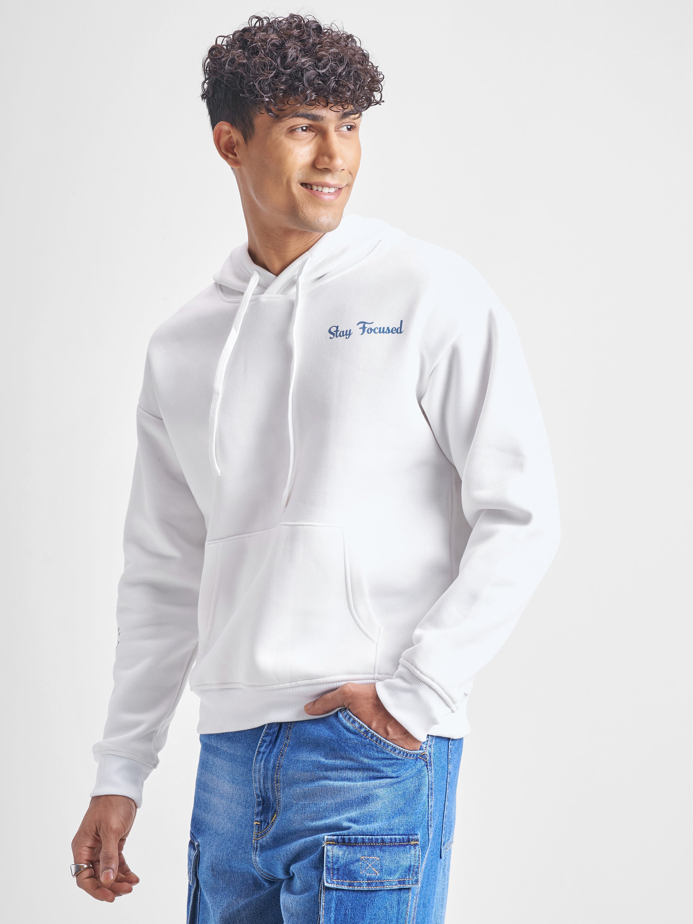 Highlander Men White Hooded Pullover Sweatshirt - White - Image 4