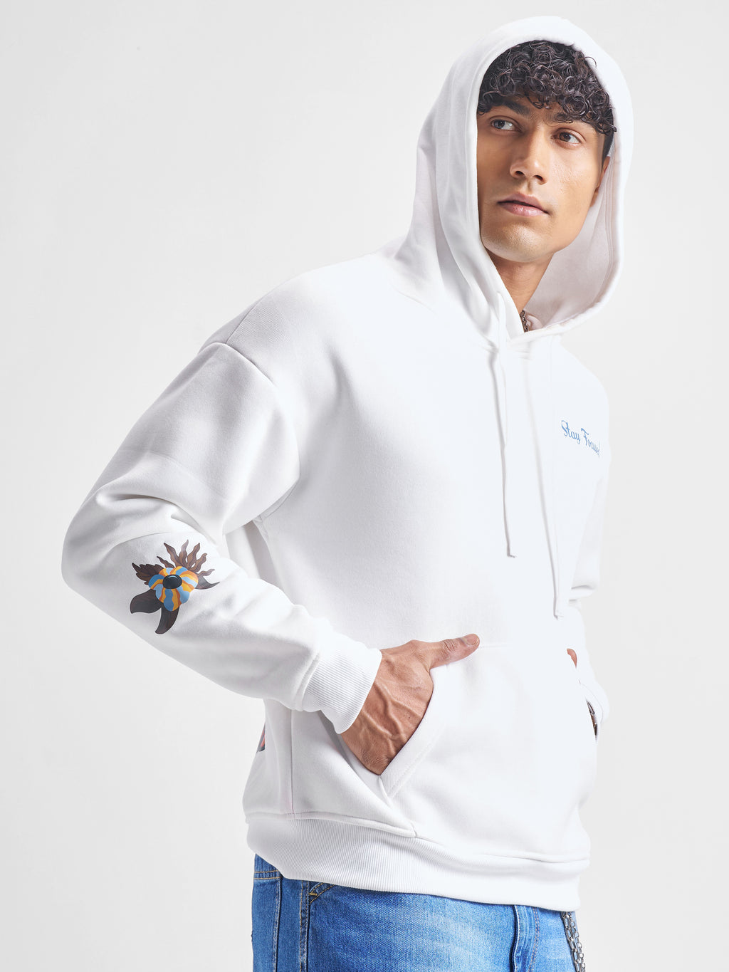 Highlander Men White Hooded Pullover Sweatshirt - White - Image 6