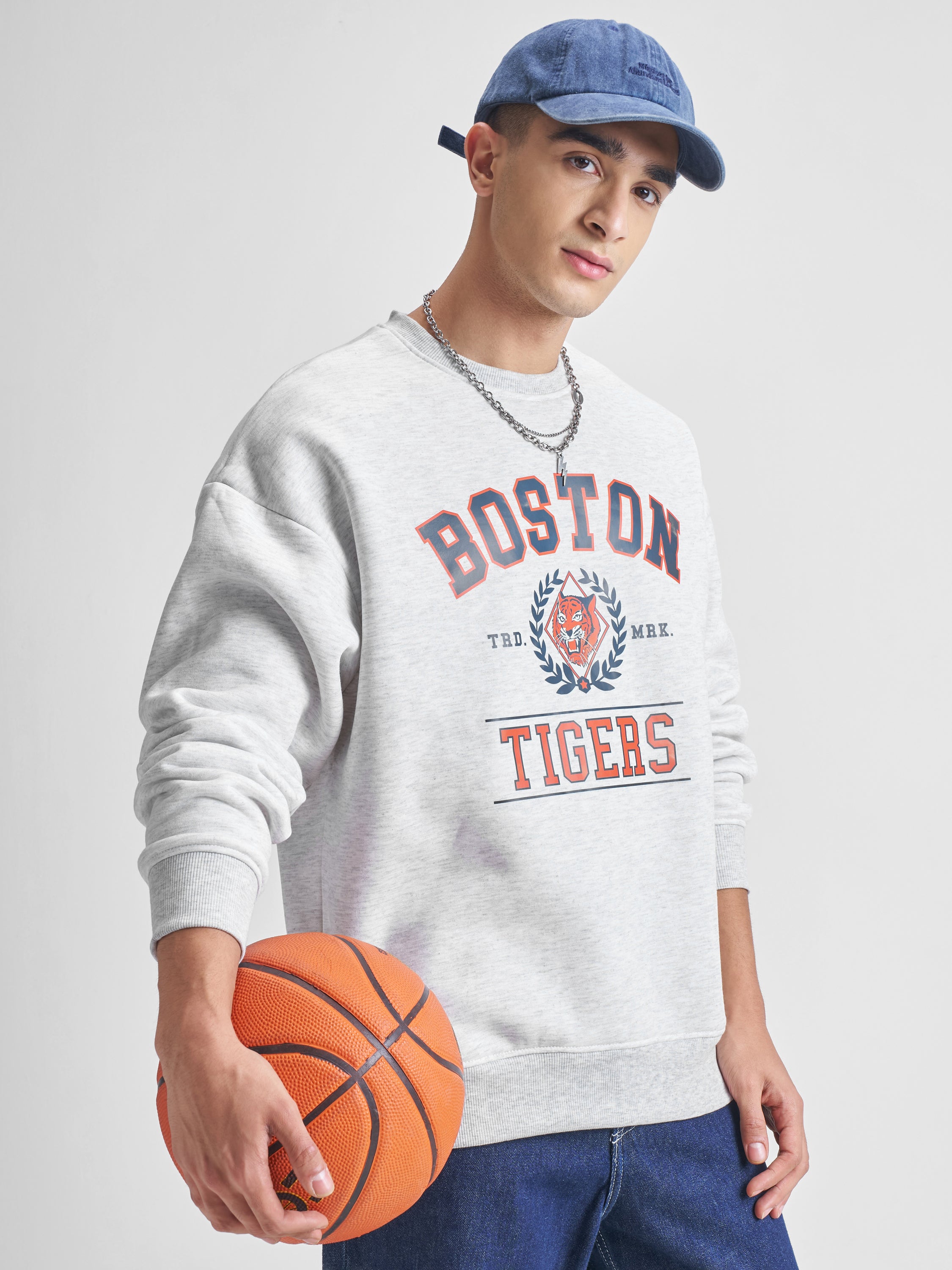 Highlander Men White Round Neck Pullover Sweatshirt - White - Image 1