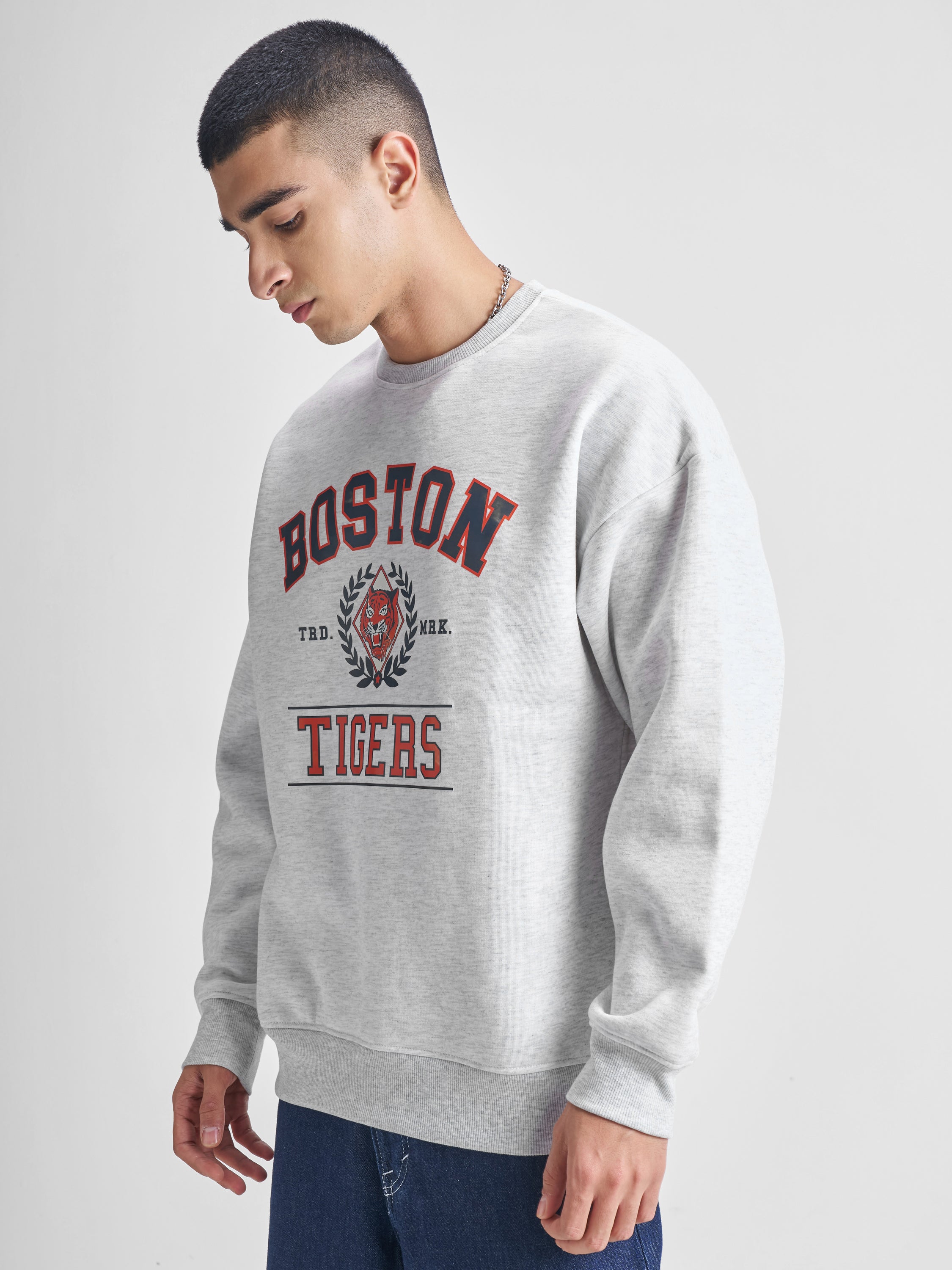 Highlander Men White Round Neck Pullover Sweatshirt - White - Image 4