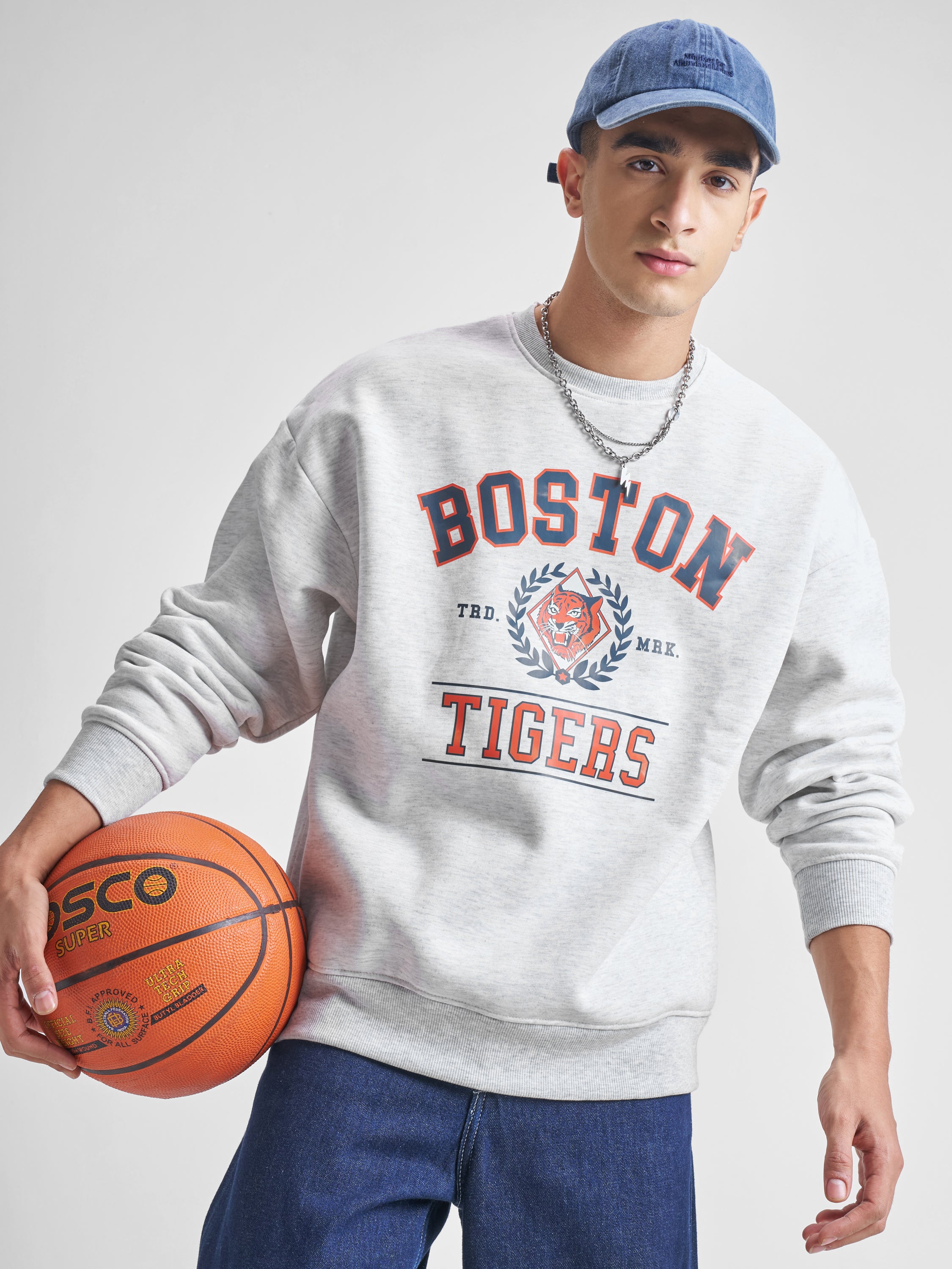 Highlander Men White Round Neck Pullover Sweatshirt - White - Image 6