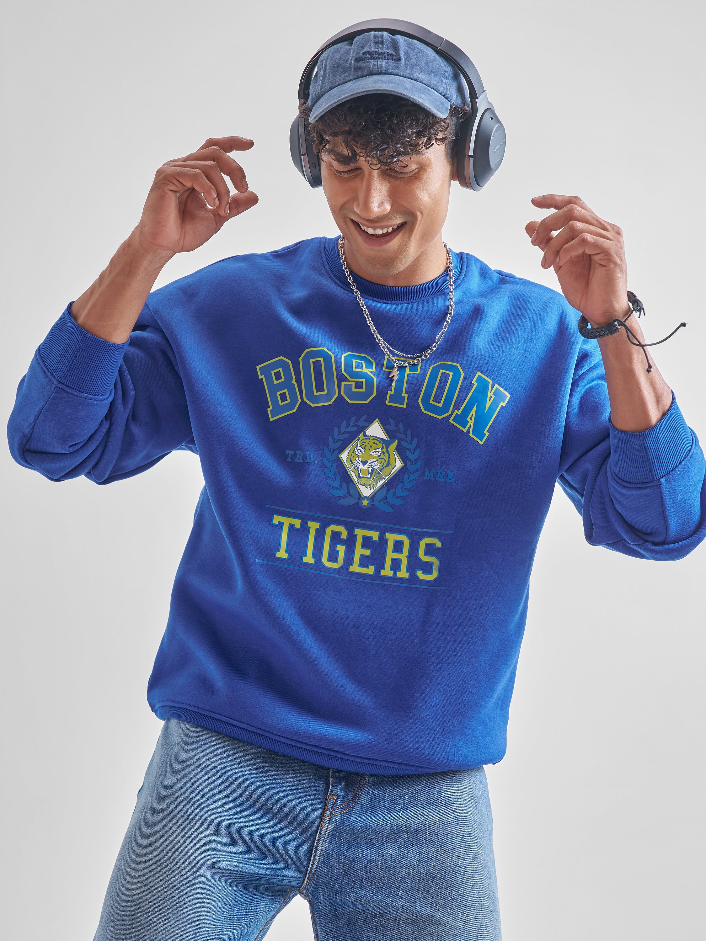 Highlander Men Blue Round Neck Pullover Sweatshirt - Blue - Image 1