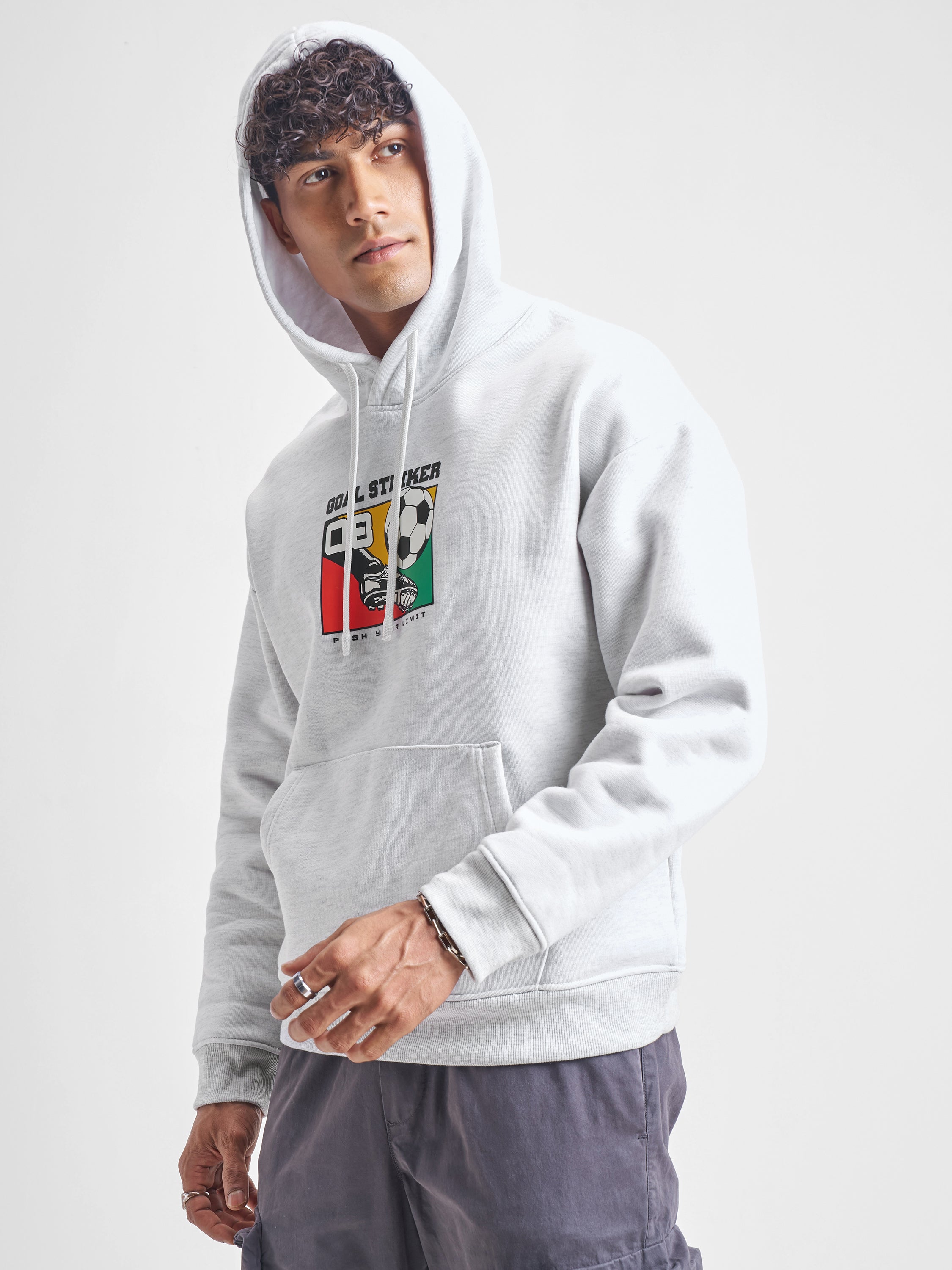 Highlander Men White Hooded Pullover Sweatshirt - White - Image 4