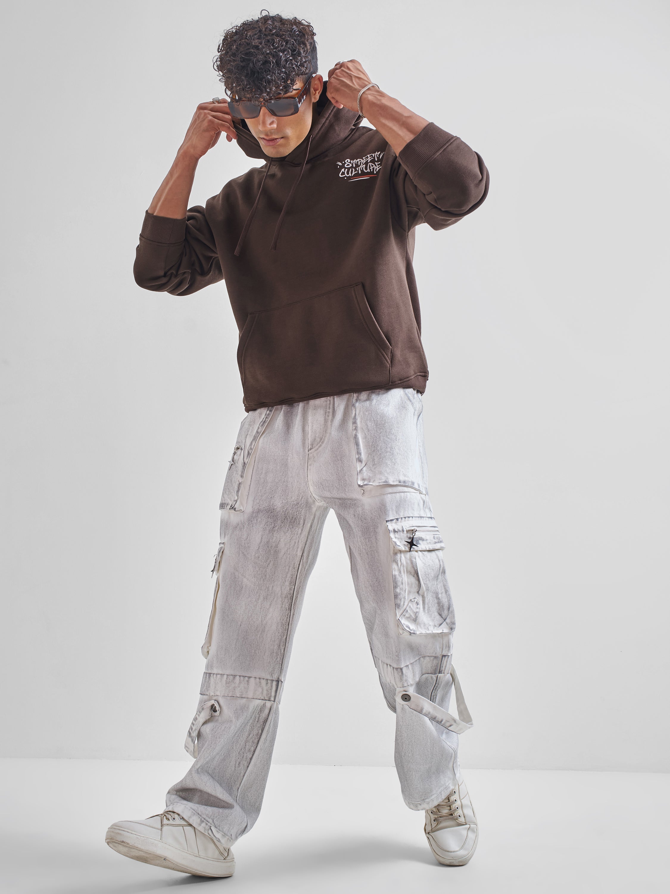 Highlander Men Brown Hooded Pullover Sweatshirt - Brown - Image 2