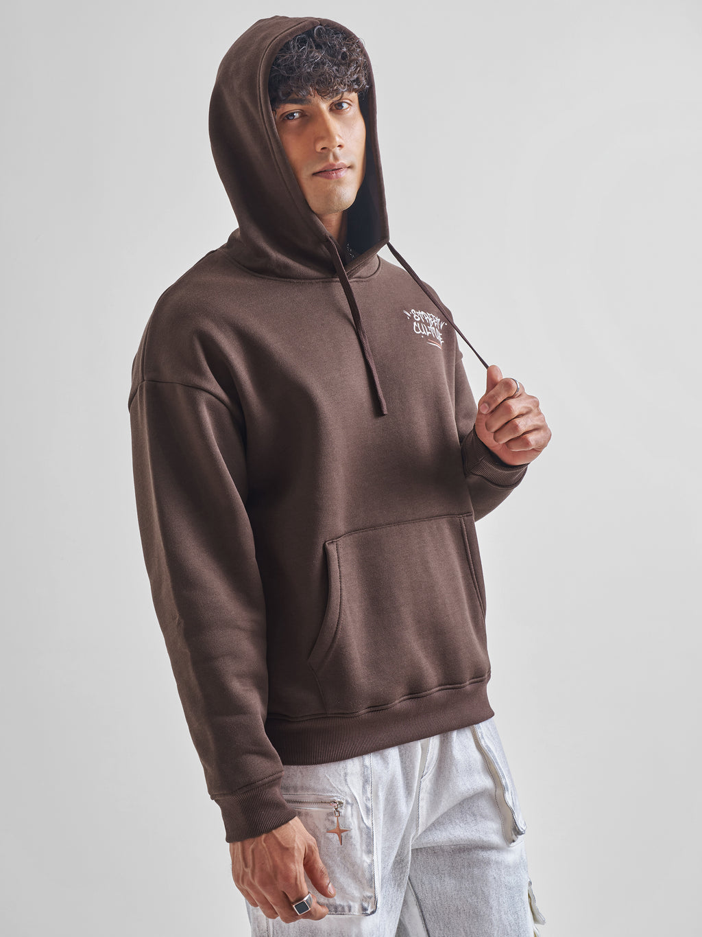 Highlander Men Brown Hooded Pullover Sweatshirt - Brown - Image 6