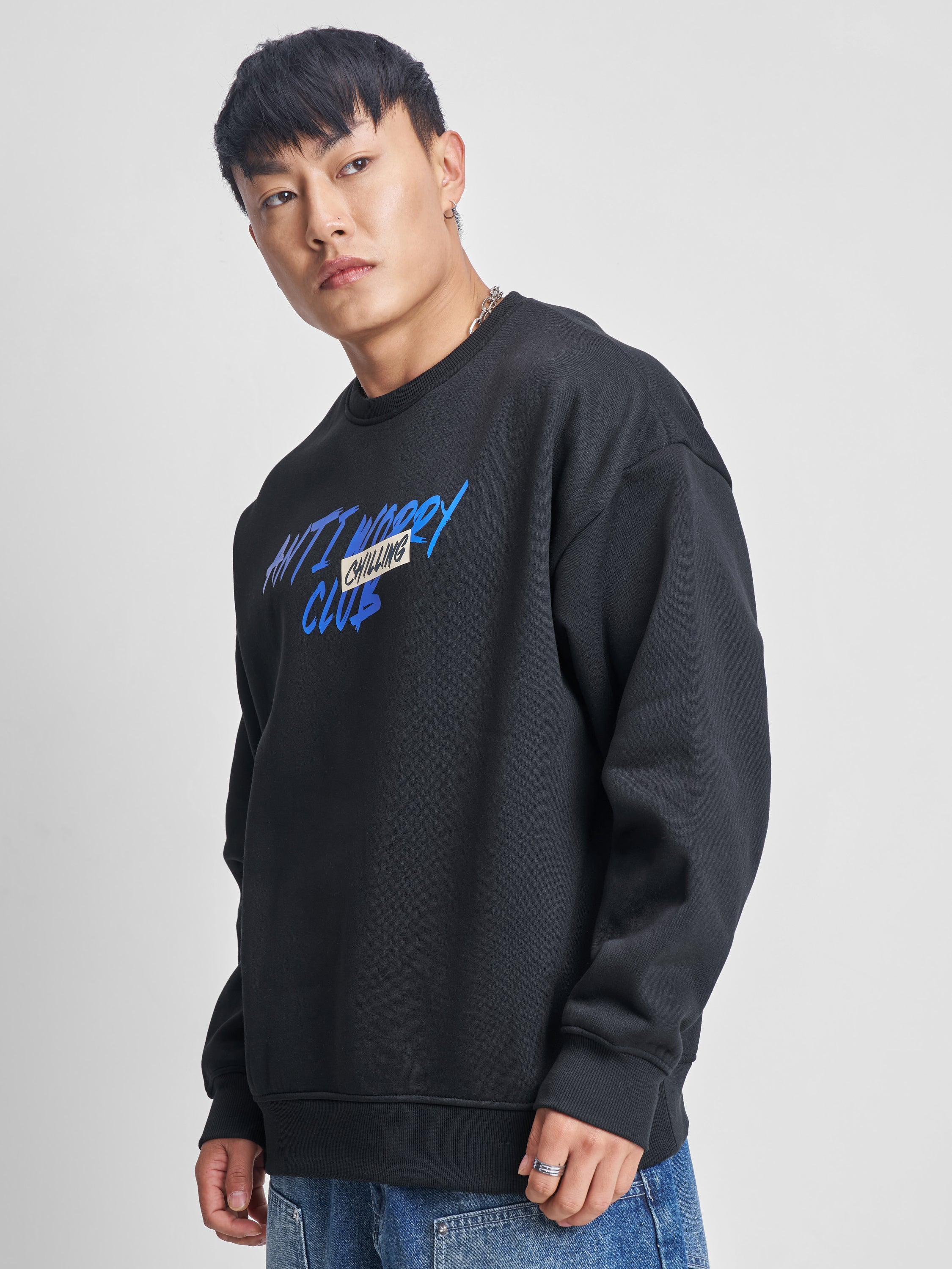 Highlander Men Black Round Neck Pullover Sweatshirt - Black - Image 4