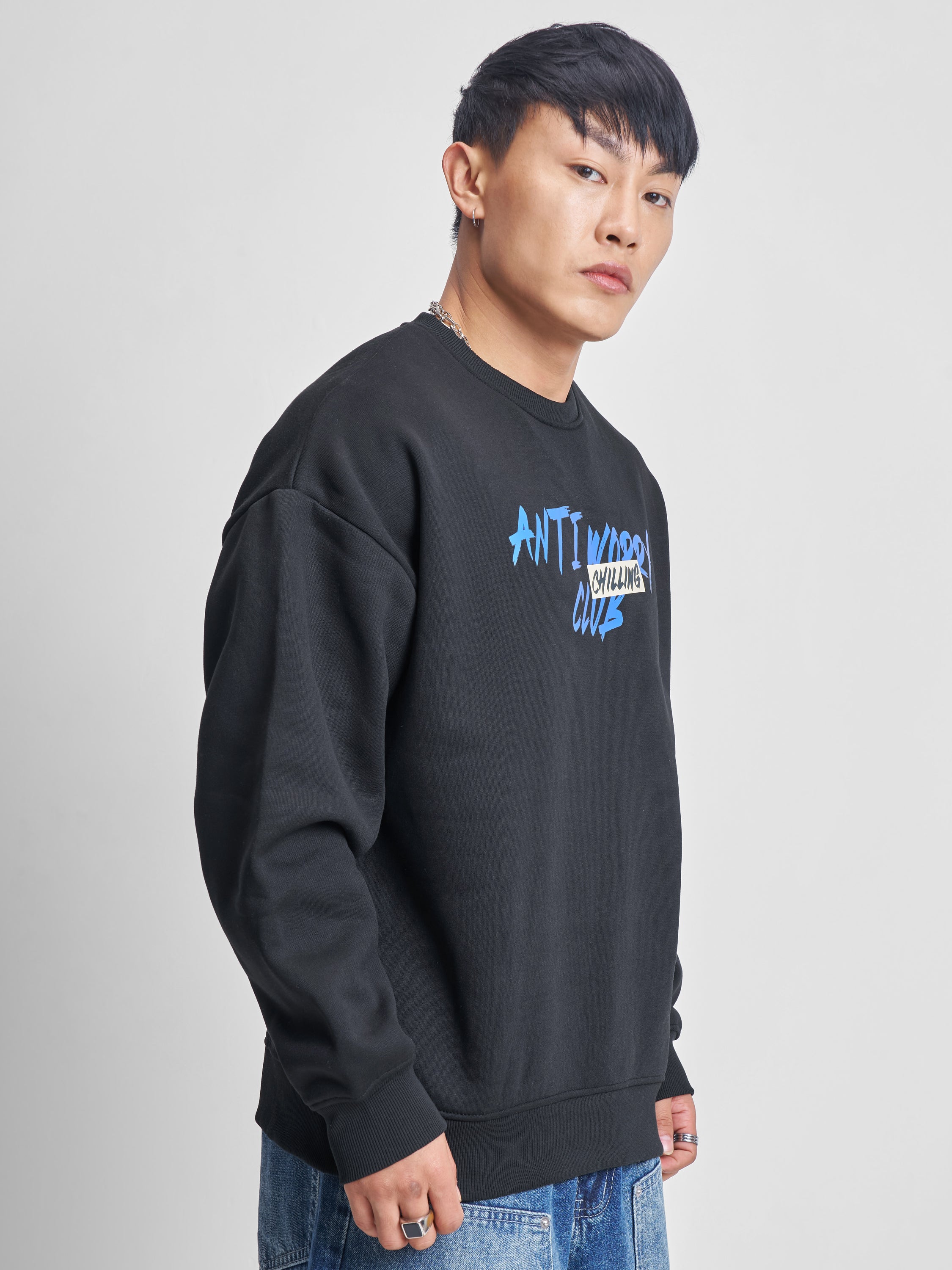 Highlander Men Black Round Neck Pullover Sweatshirt - Black - Image 6