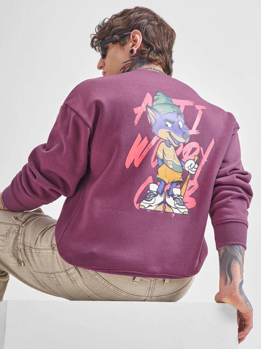 Highlander Men Purple Round Neck Pullover Sweatshirt - Purple - Image 1