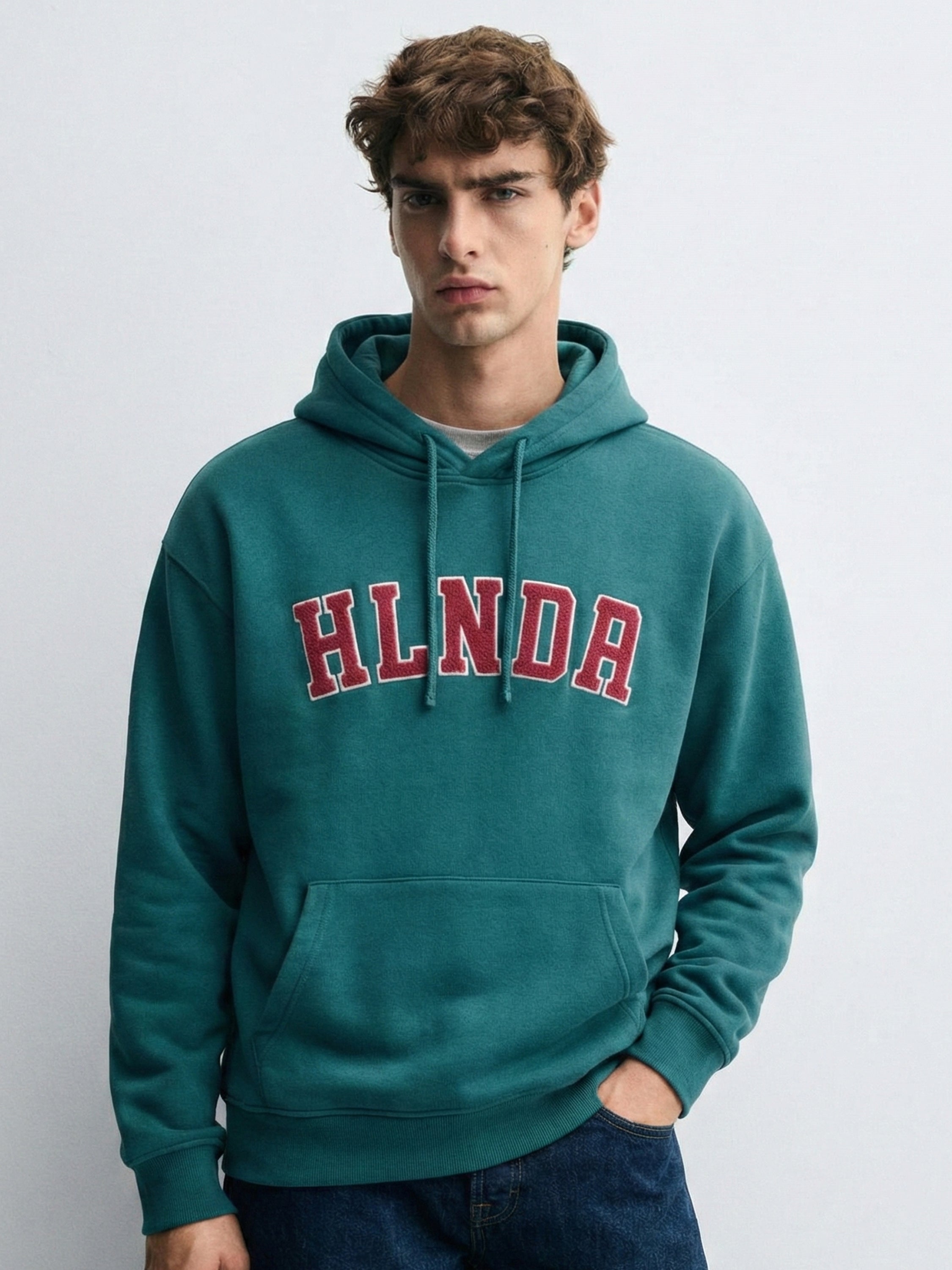 Highlander Men Teal Hooded Pullover Sweatshirt - Teal - Image 1