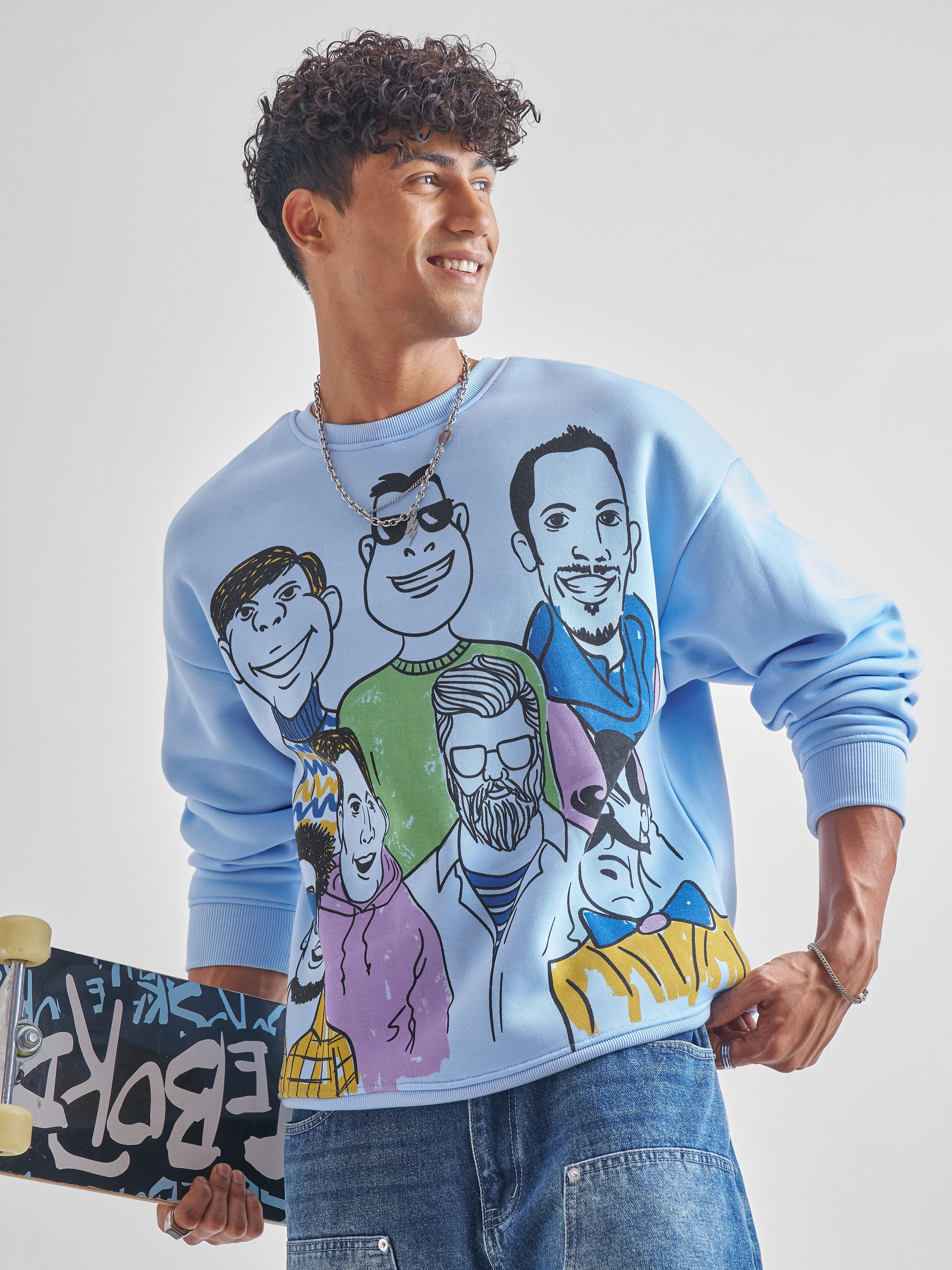 Highlander Men Blue Round Neck Pullover Sweatshirt - Blue - Image 1